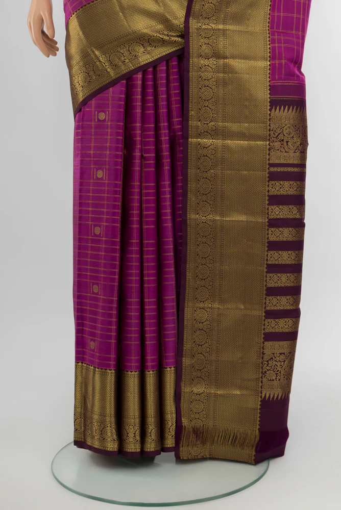 Purple Kanjivaram Silk Saree - Image 3