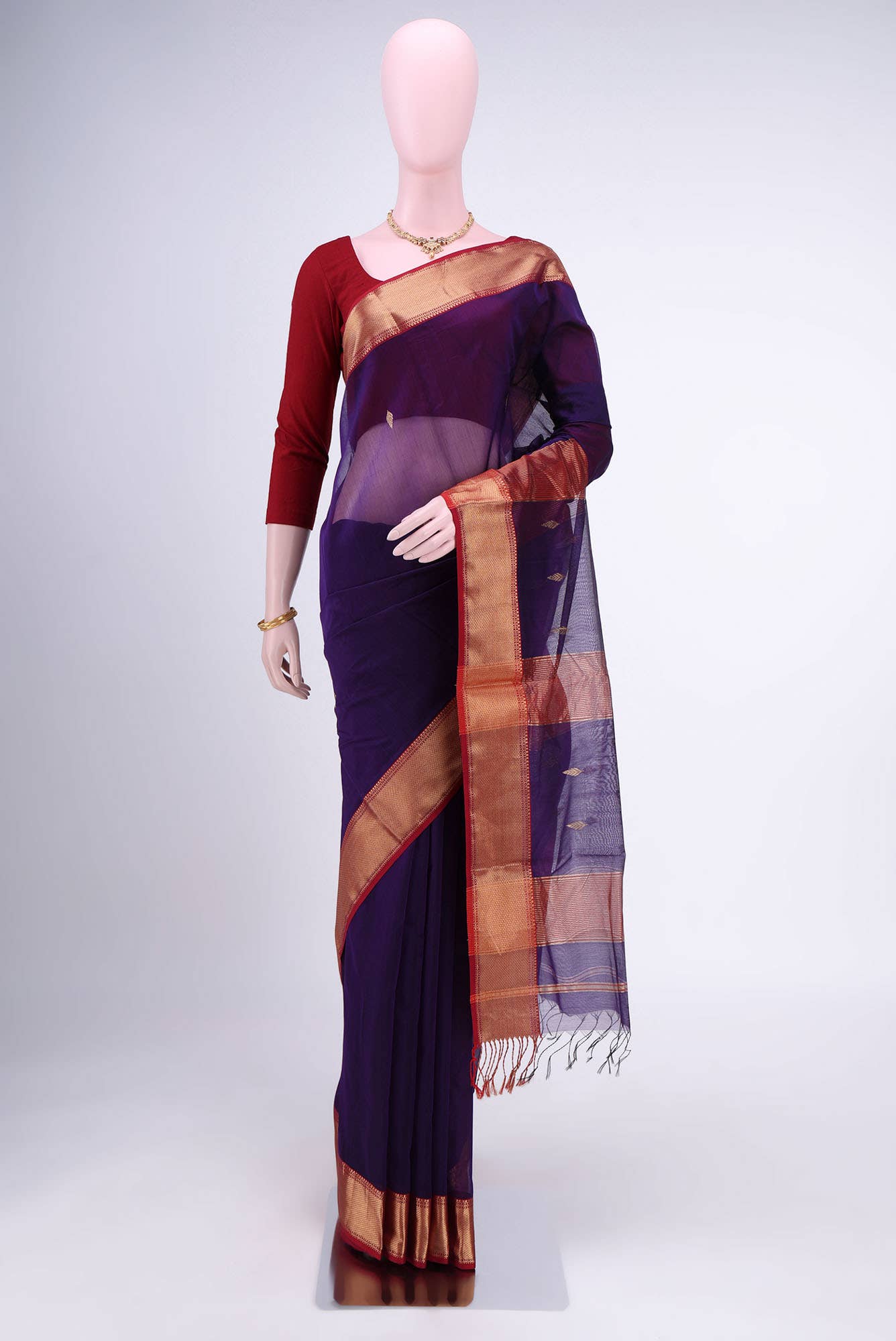 Purple Khadi Cotton Saree