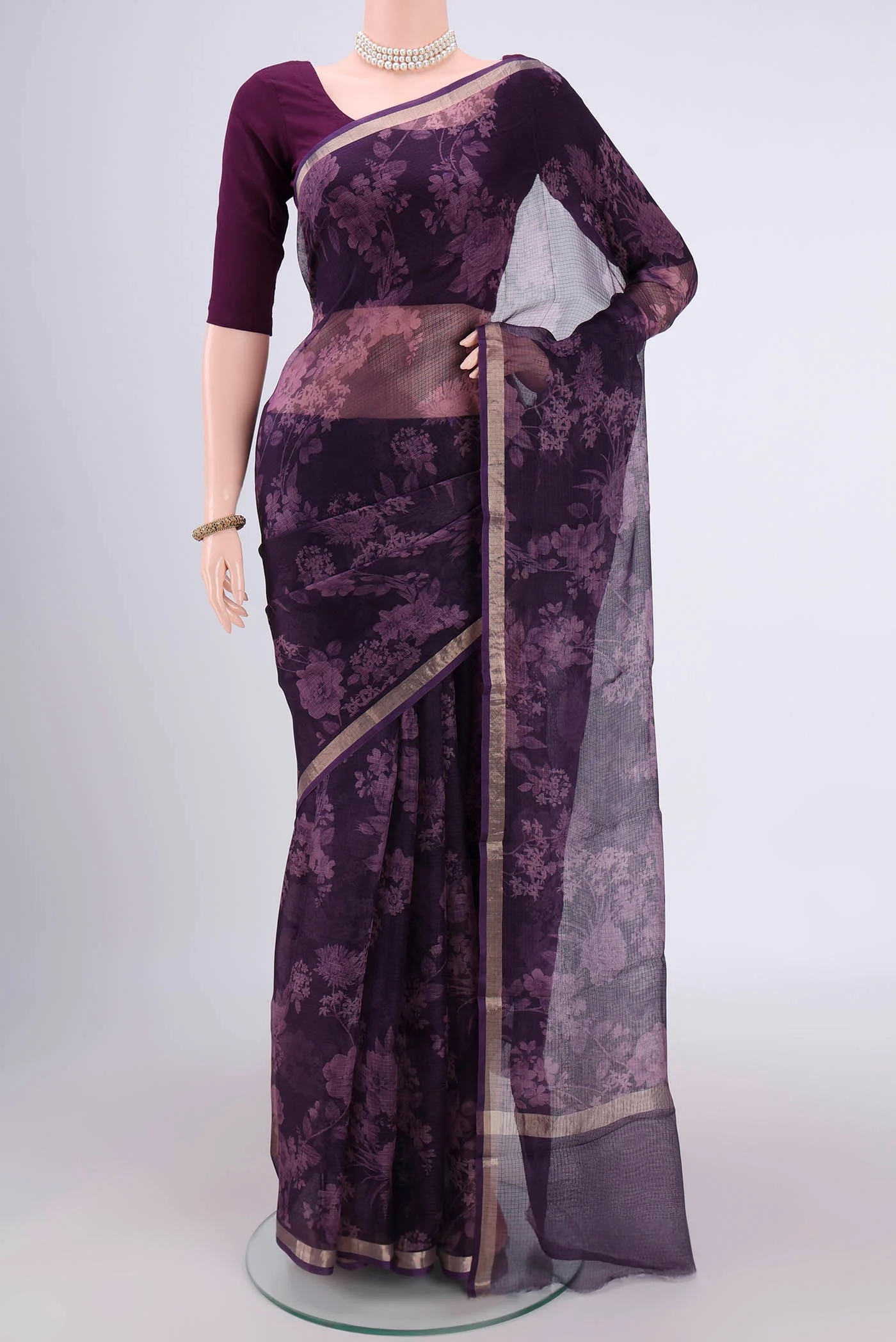 Purple Kota Silk Saree