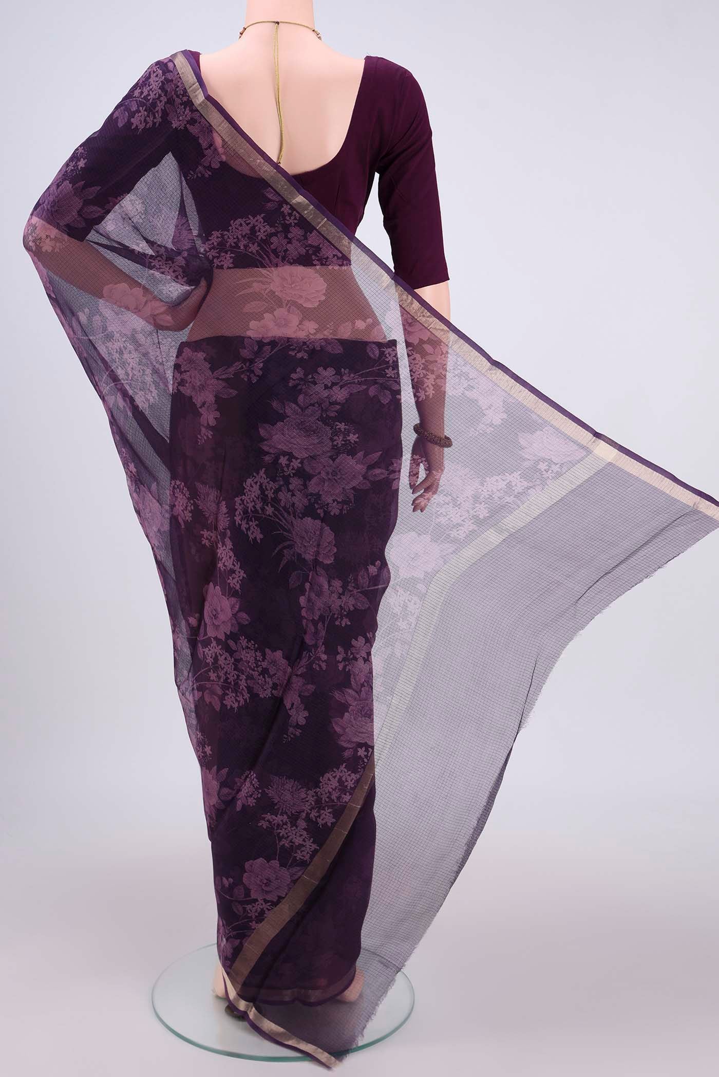Purple Kota Silk Saree - Image 3