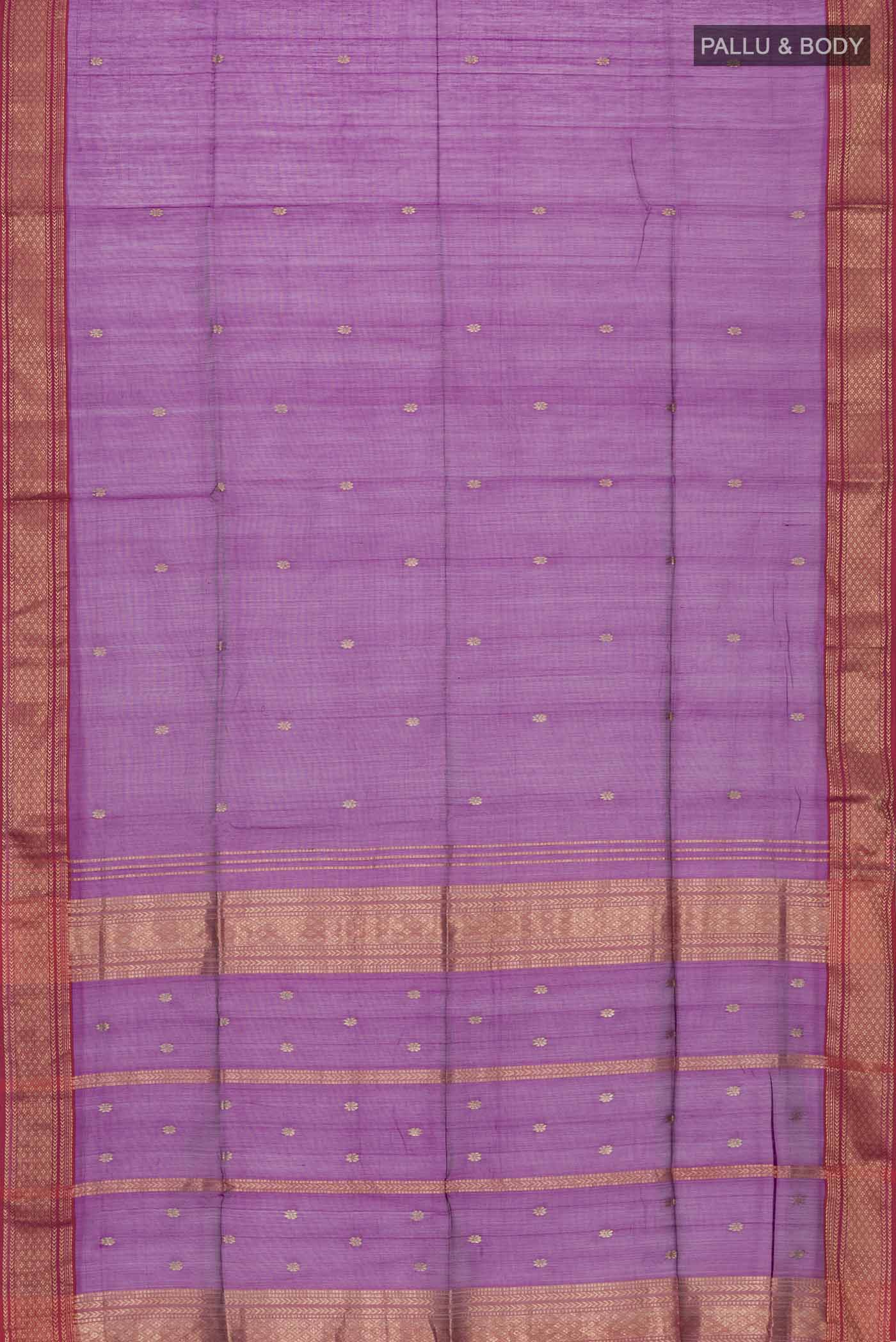 Purple Maheshwari Silk Cotton Saree - Image 3