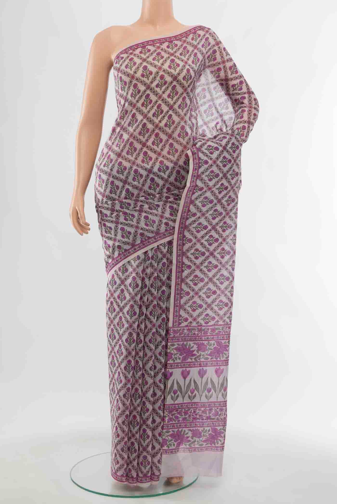Purple Maheshwari Silk Cotton Saree
