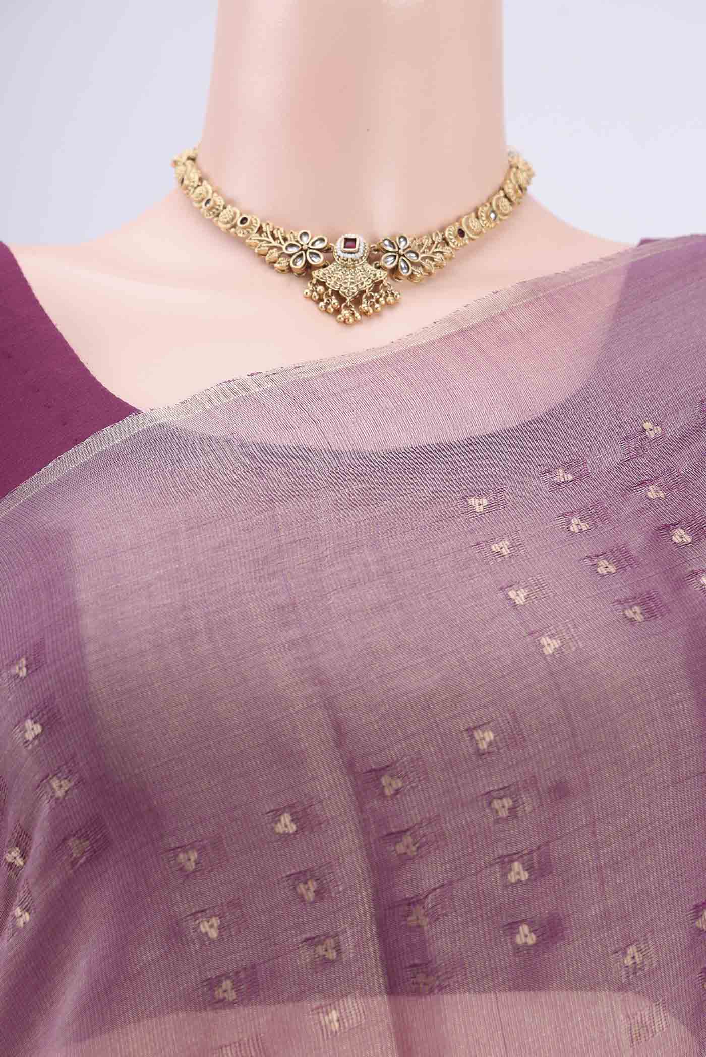 Purple MP Tussar Saree - Image 2