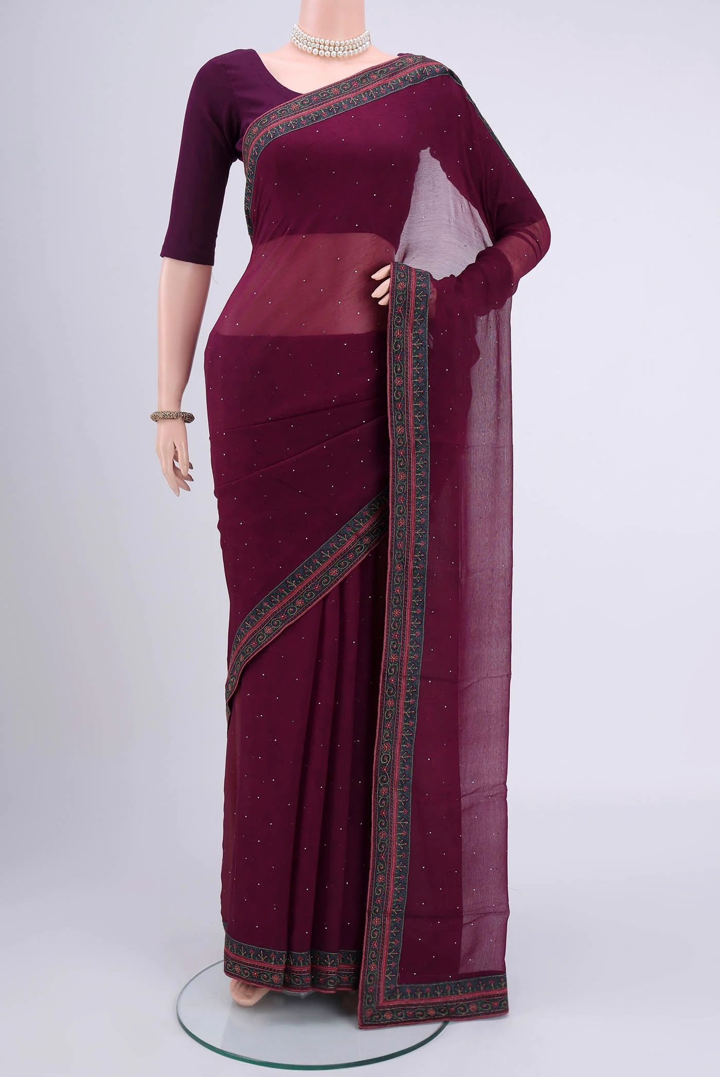 Purple Mysore Chiffon Saree