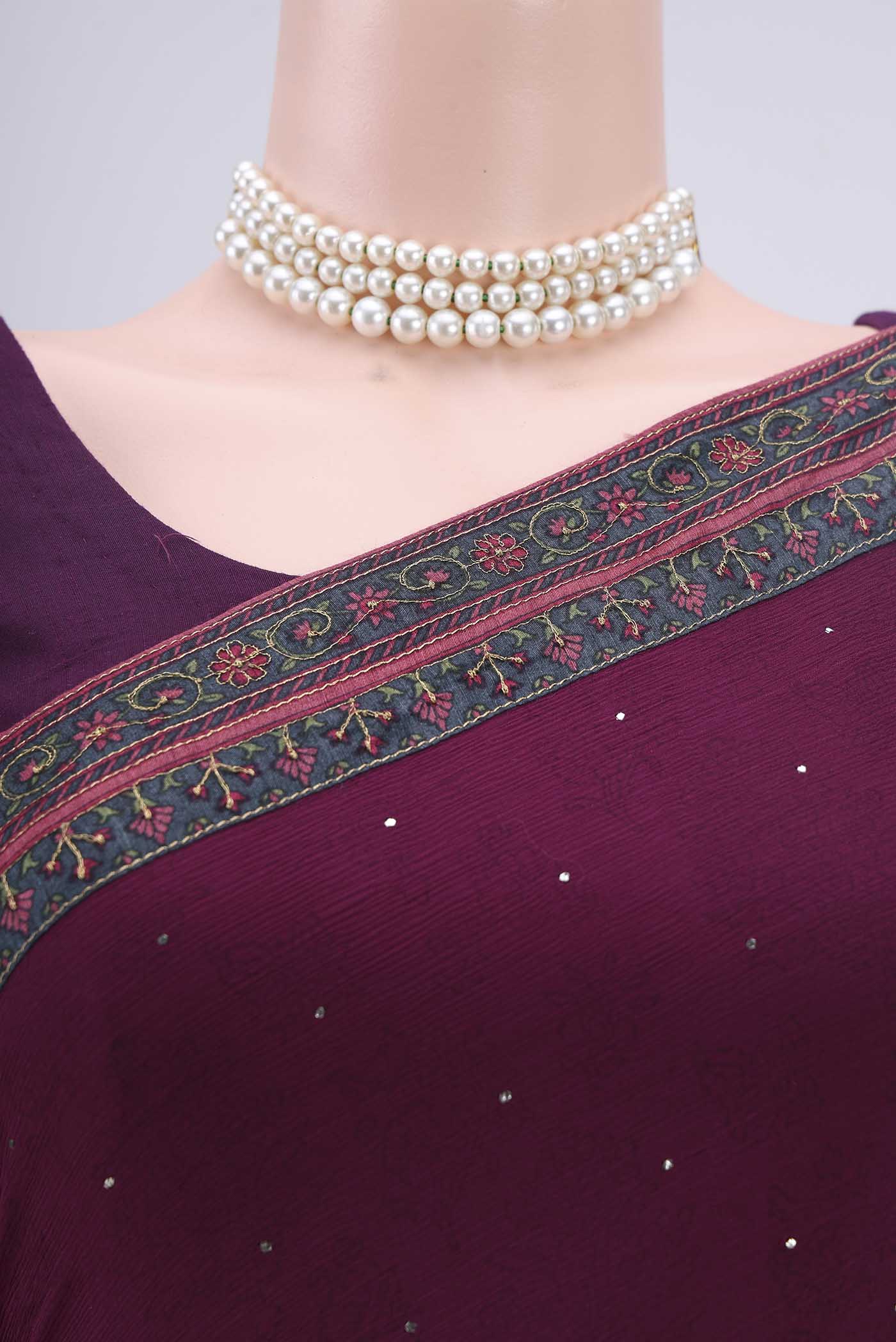 Purple Mysore Chiffon Saree - Image 2
