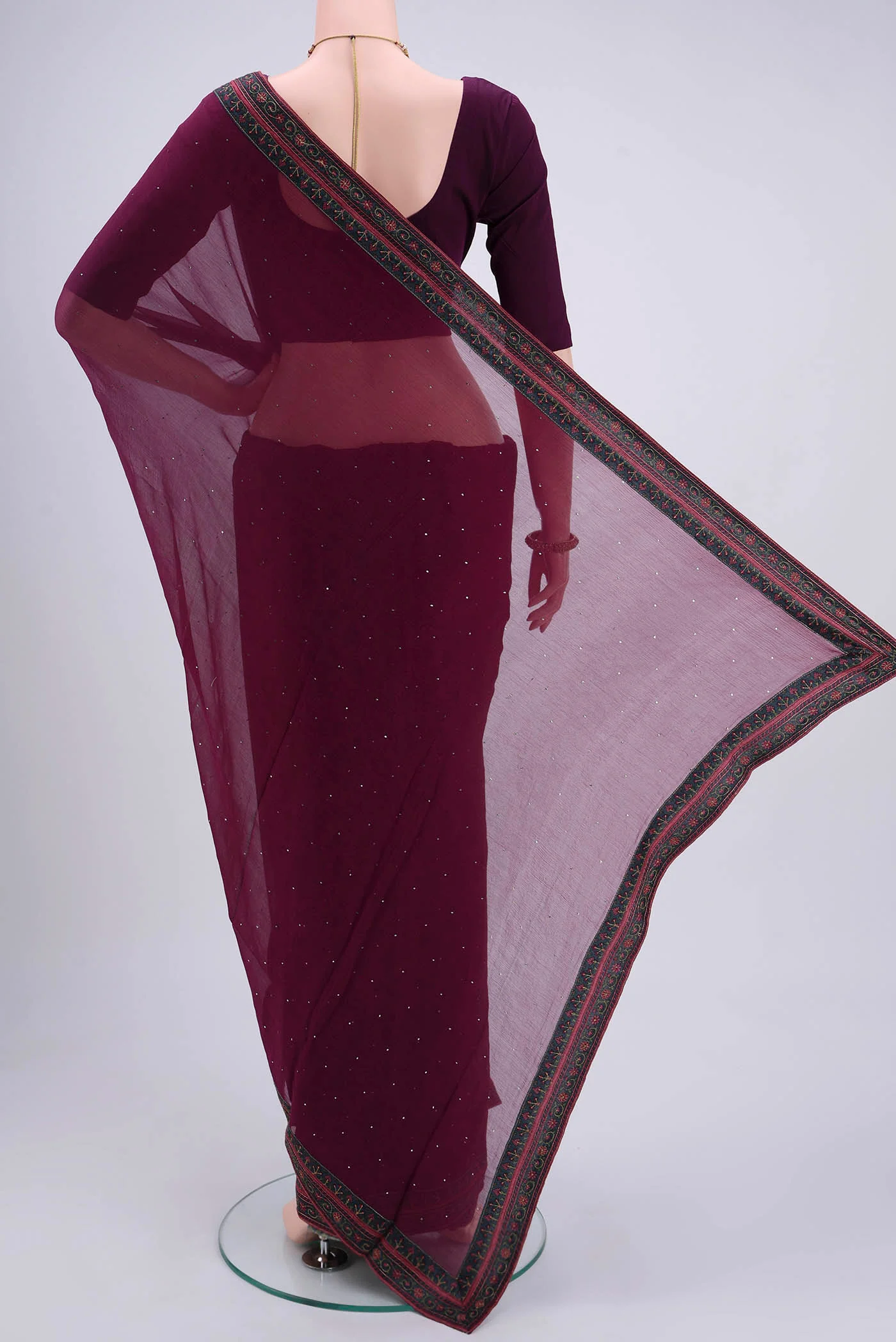 Purple Mysore Chiffon Saree - Image 3