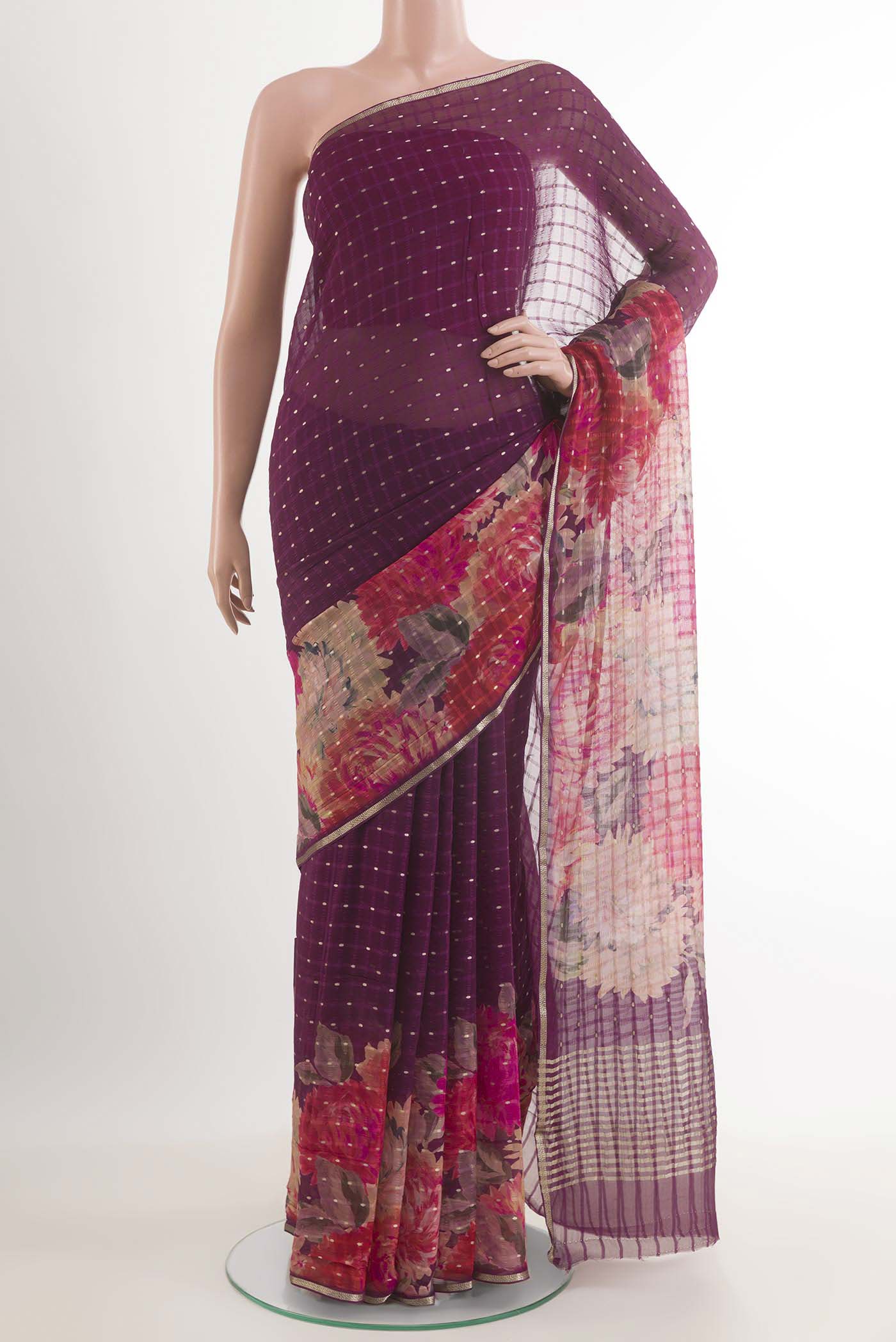 Purple Mysore Chiffon Saree