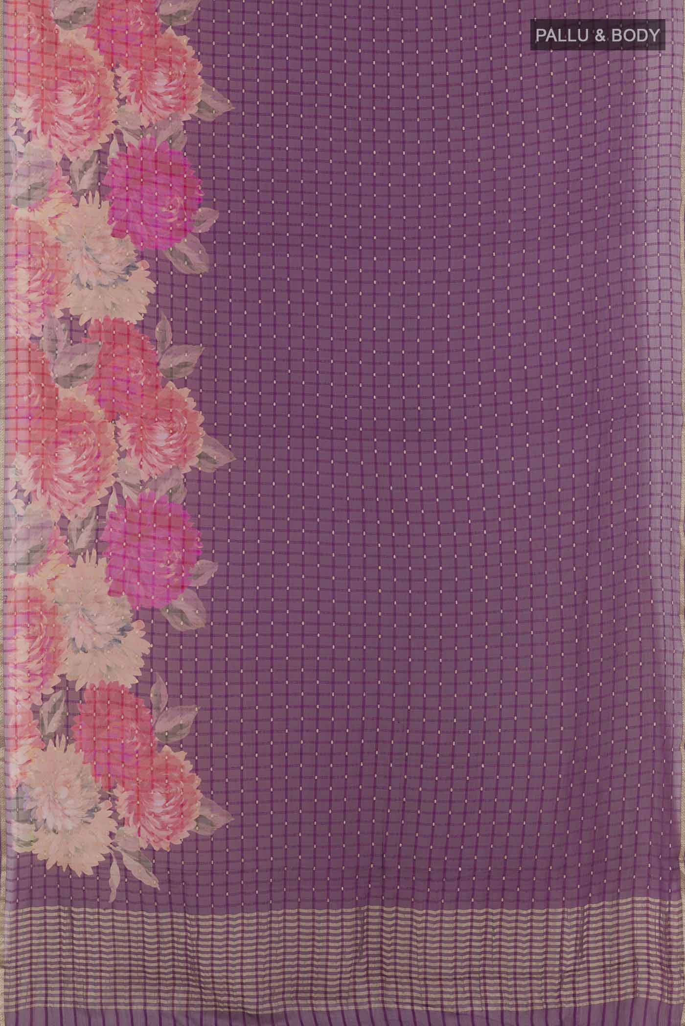 Purple Mysore Chiffon Saree - Image 3