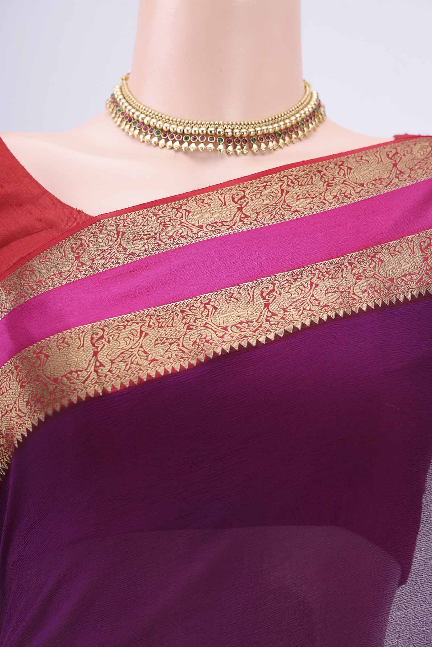 Purple Mysore Chiffon Saree - Image 2