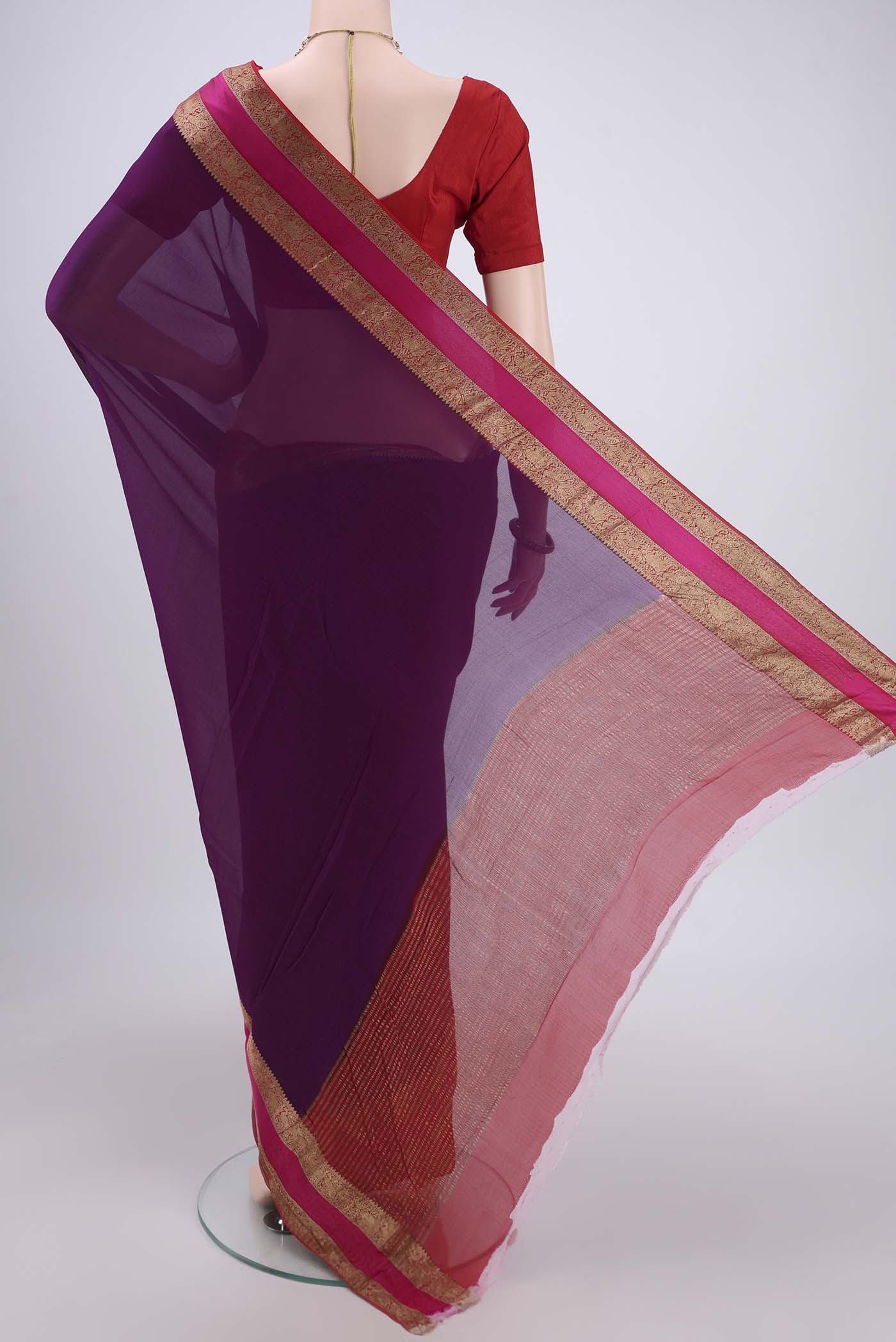 Purple Mysore Chiffon Saree - Image 3