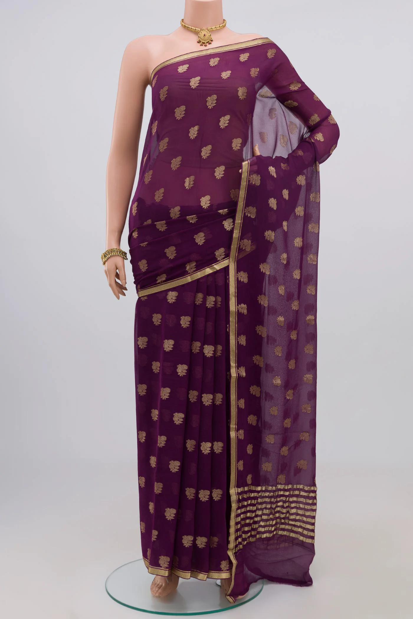 Purple Mysore Chiffon Saree