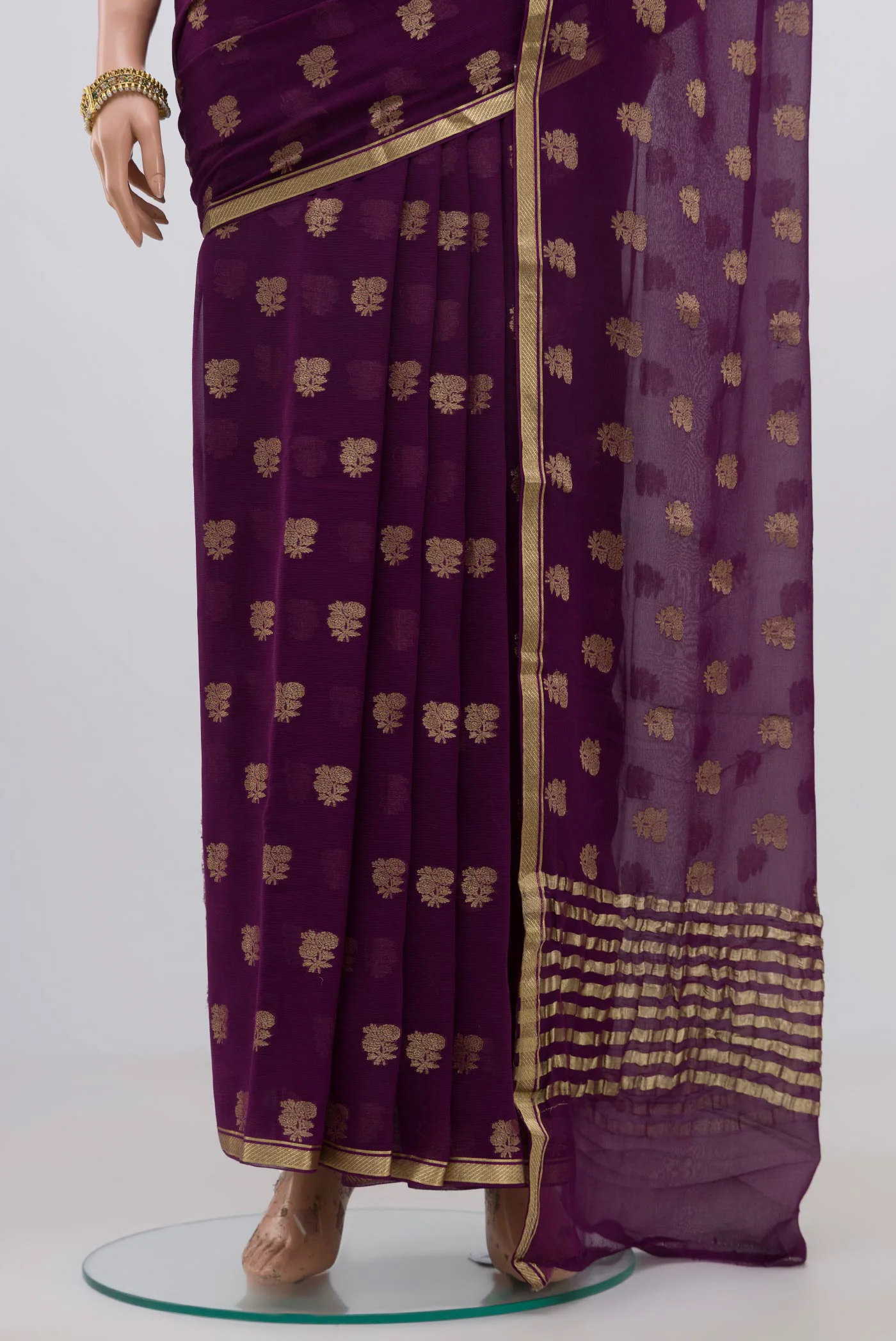 Purple Mysore Chiffon Saree - Image 3