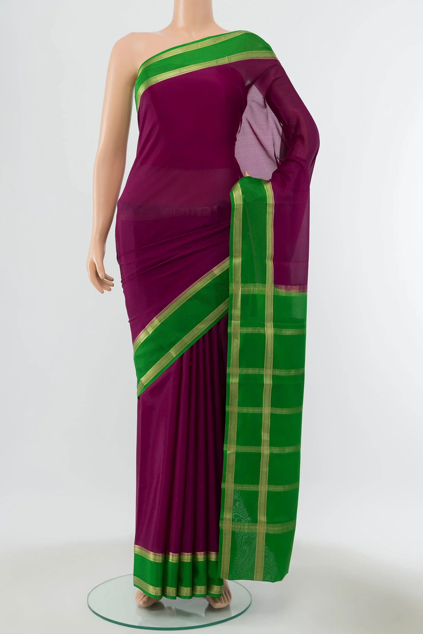 Purple Mysore Crepe Saree