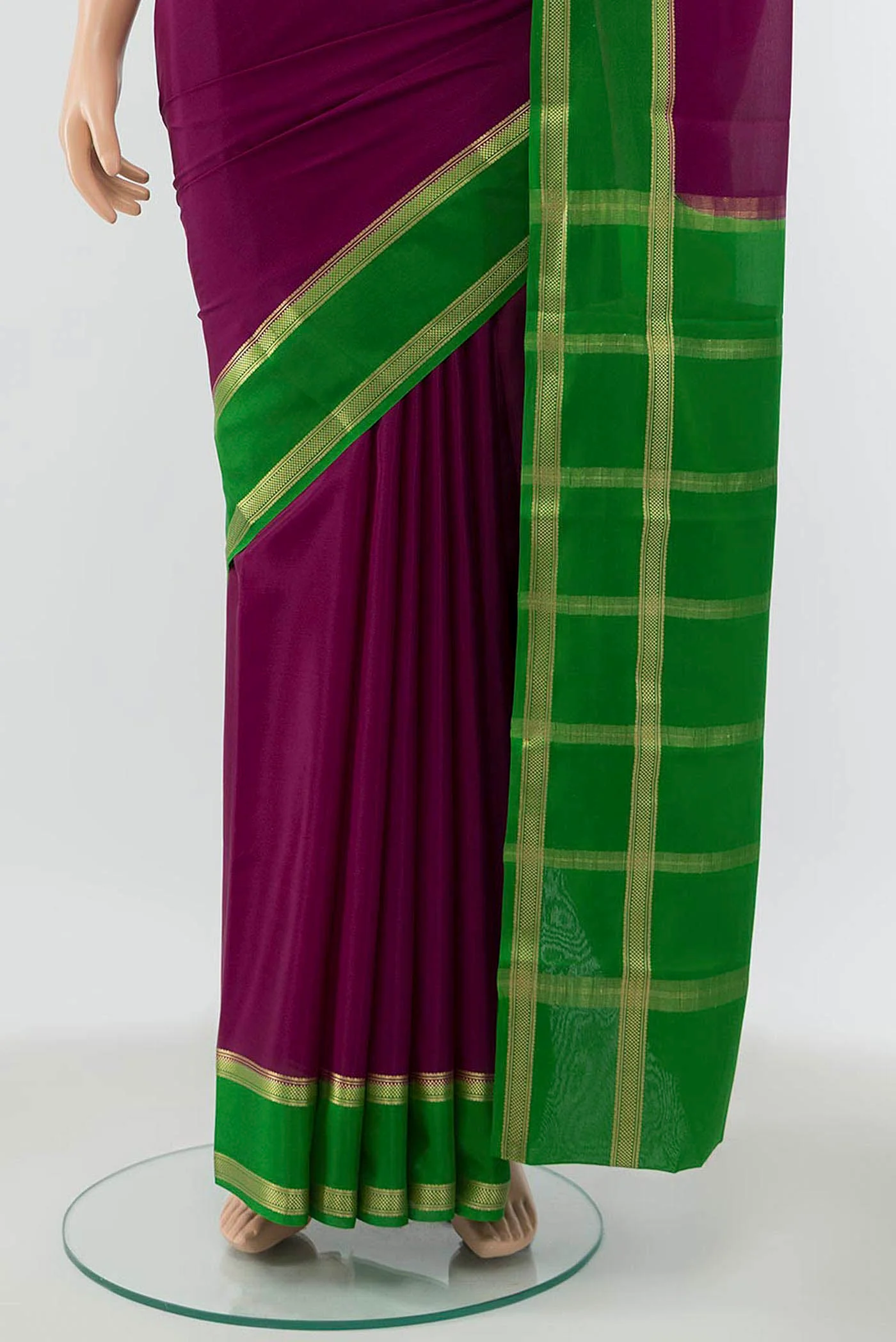 Purple Mysore Crepe Saree - Image 3