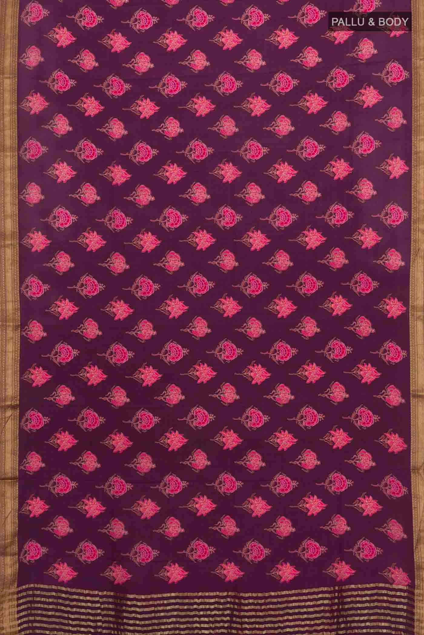 Purple Mysore Crepe Saree - Image 5