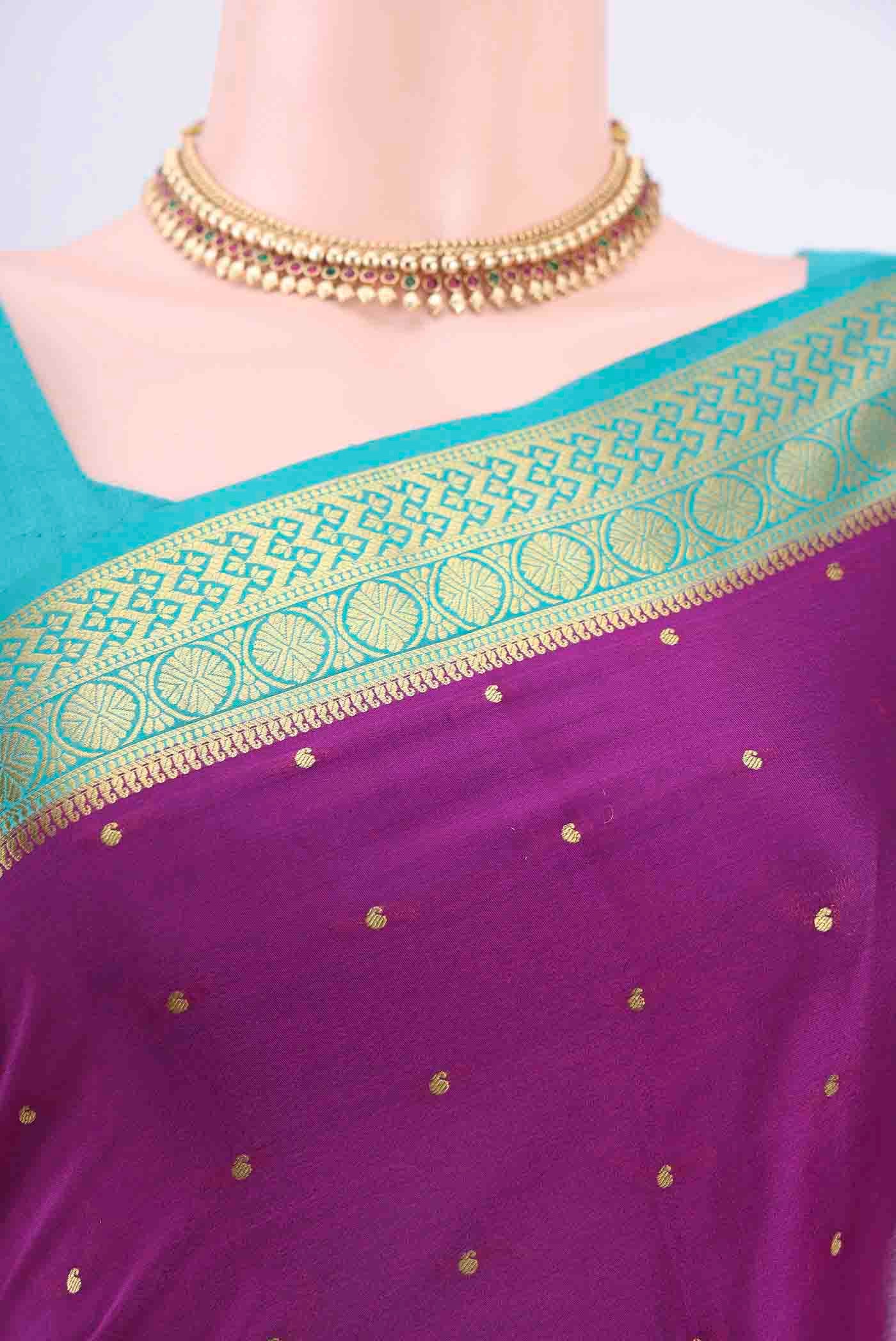 Purple Mysore Crepe Saree - Image 2
