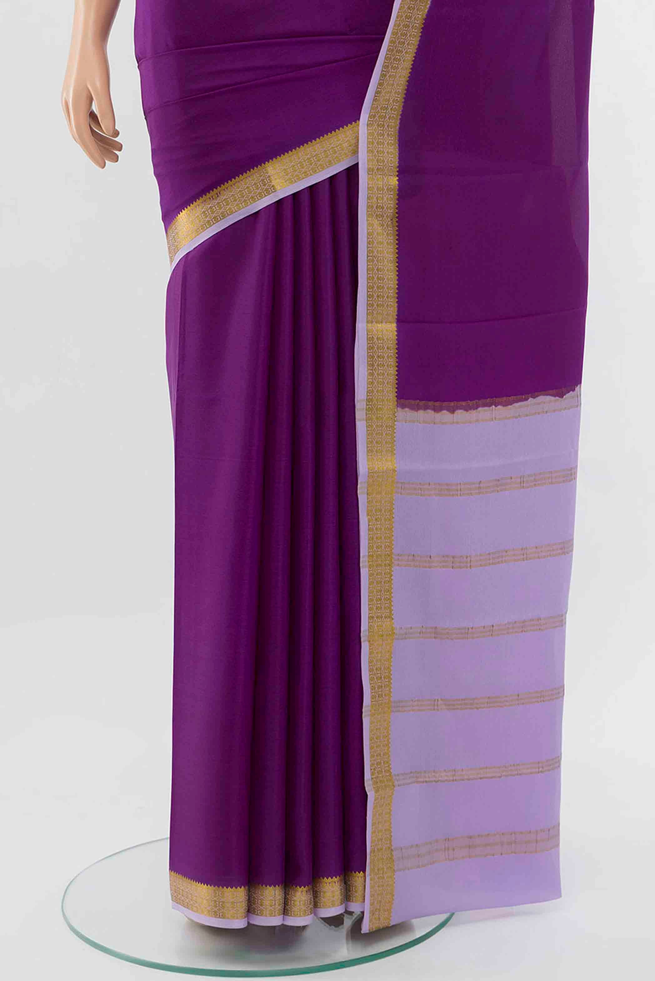 Violet Mysore Crepe Saree - Image 3
