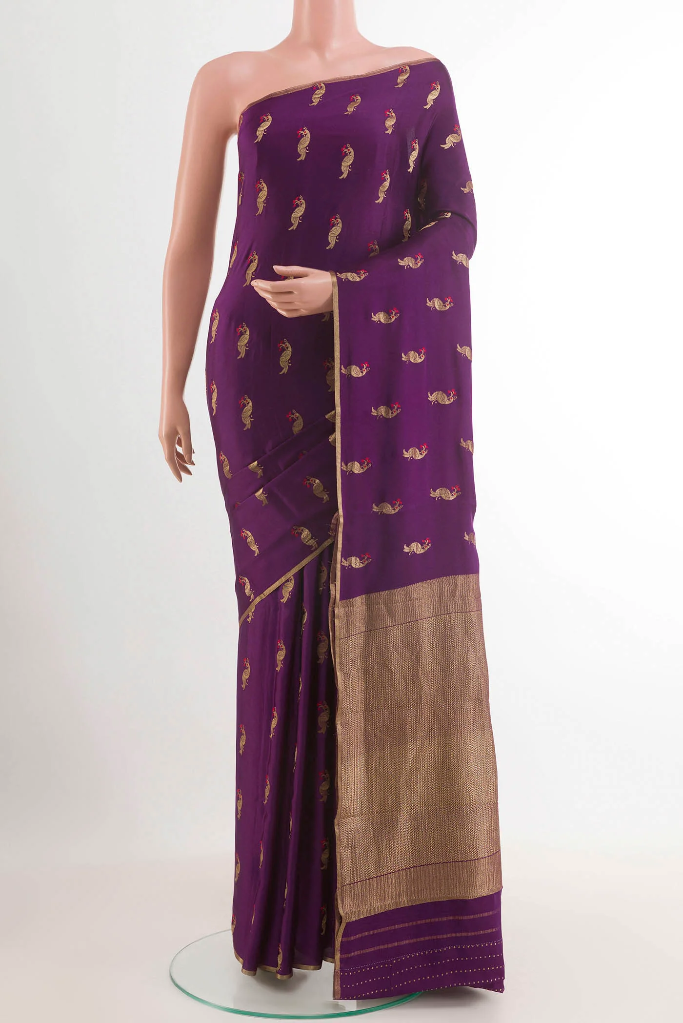 Purple Mysore Crepe Saree