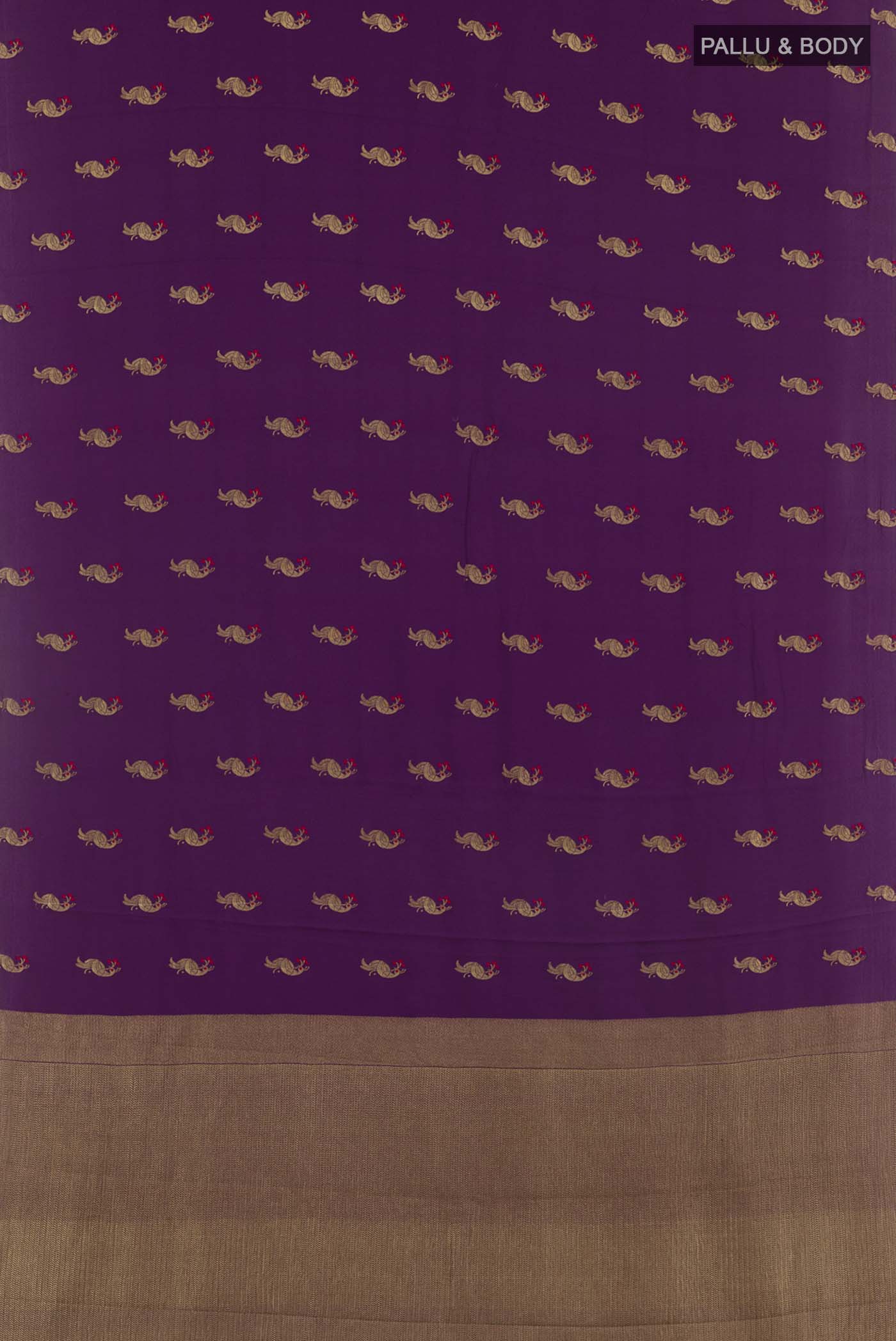 Purple Mysore Crepe Saree - Image 3