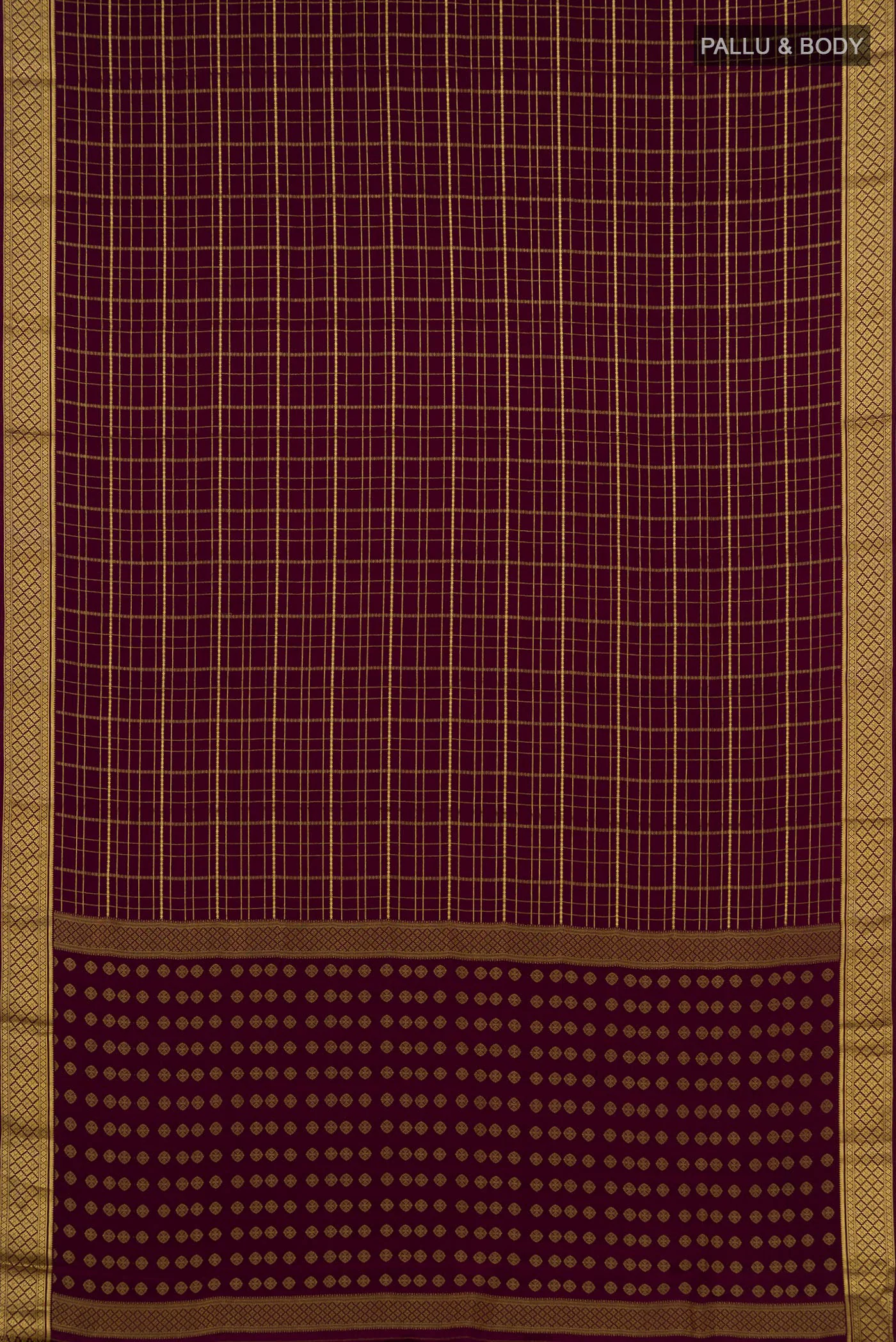 Burgundy Mysore Crepe Saree - Image 5