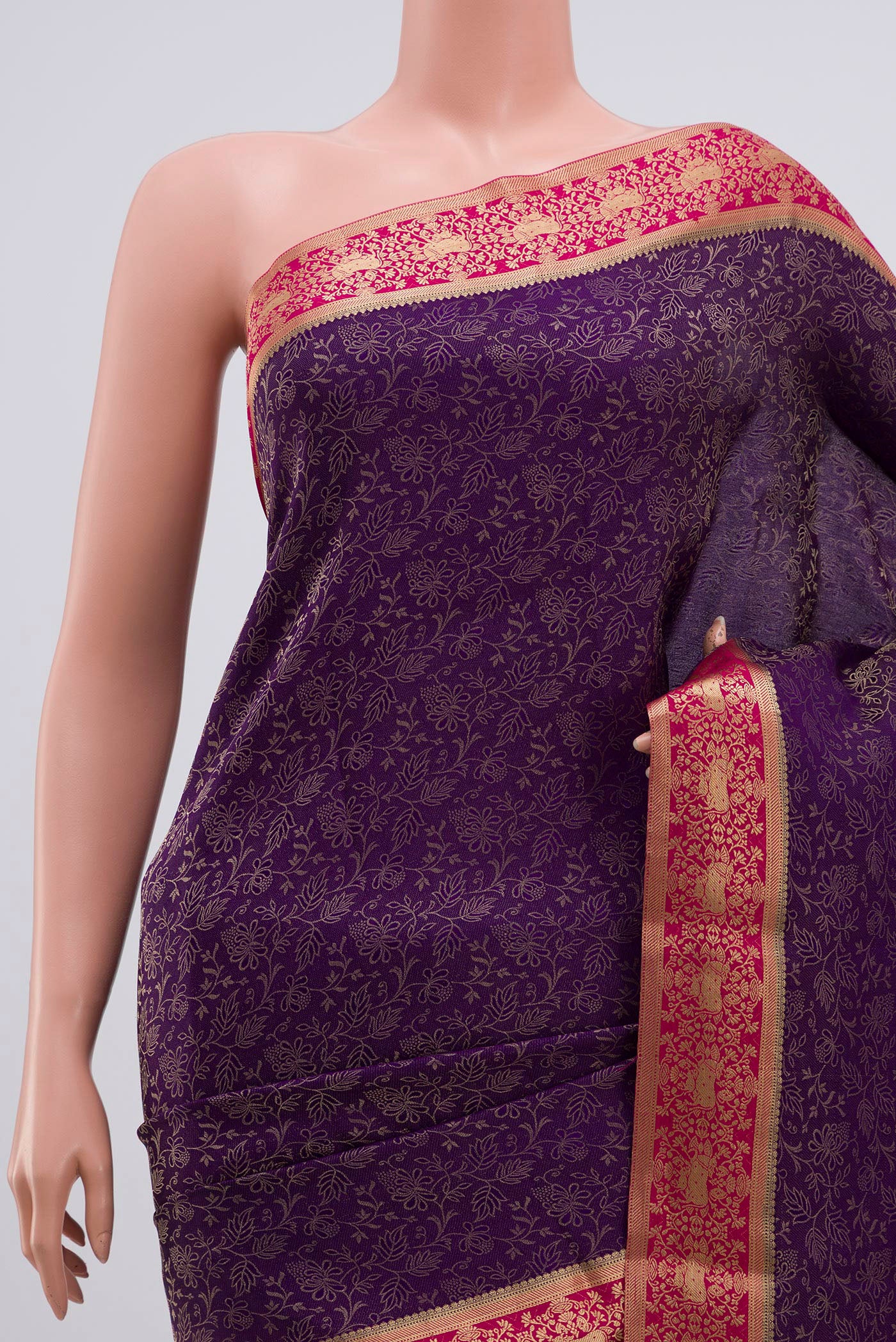Violet Mysore Crepe Saree - Image 2