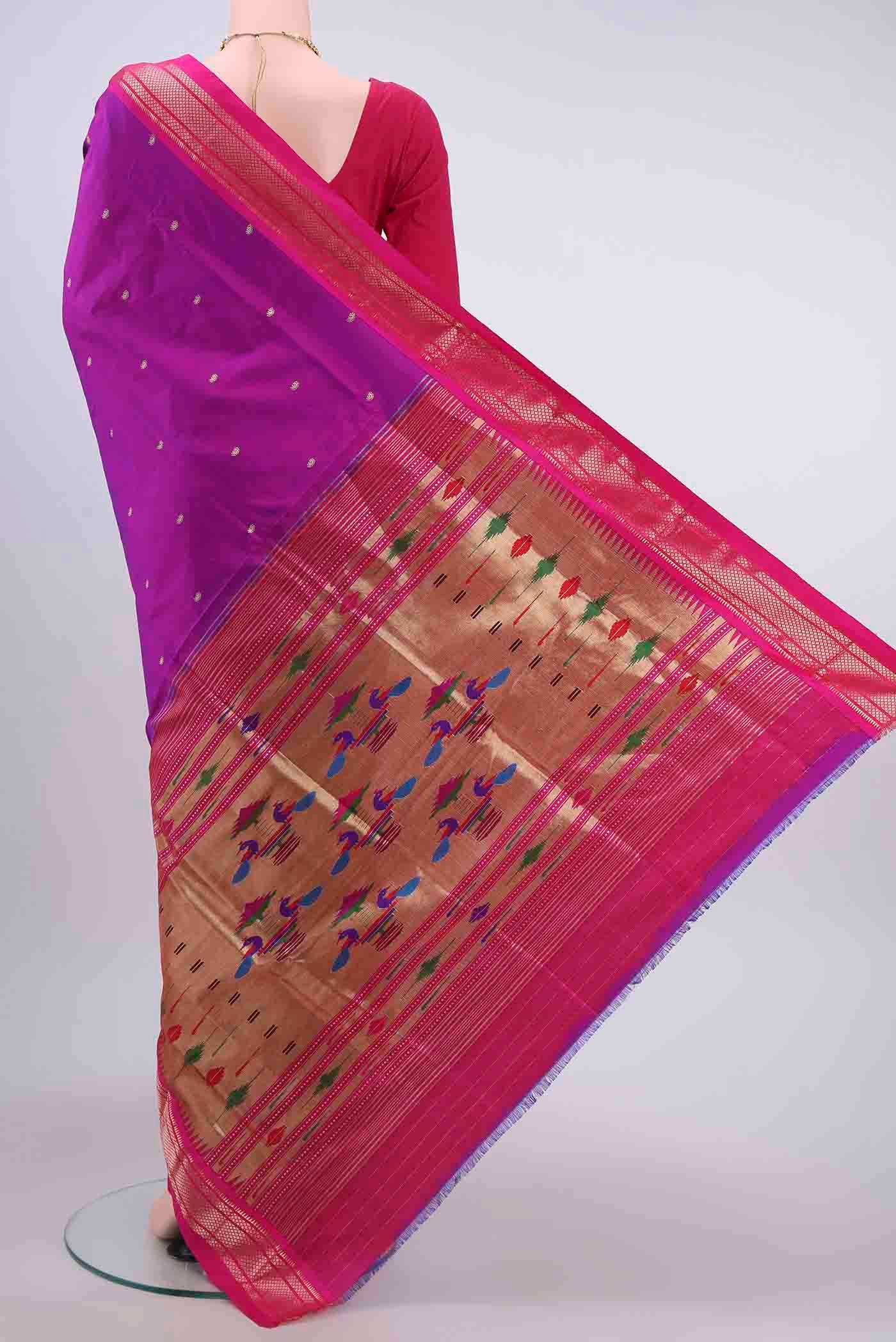 Purple Paithani Silk Saree - Image 3