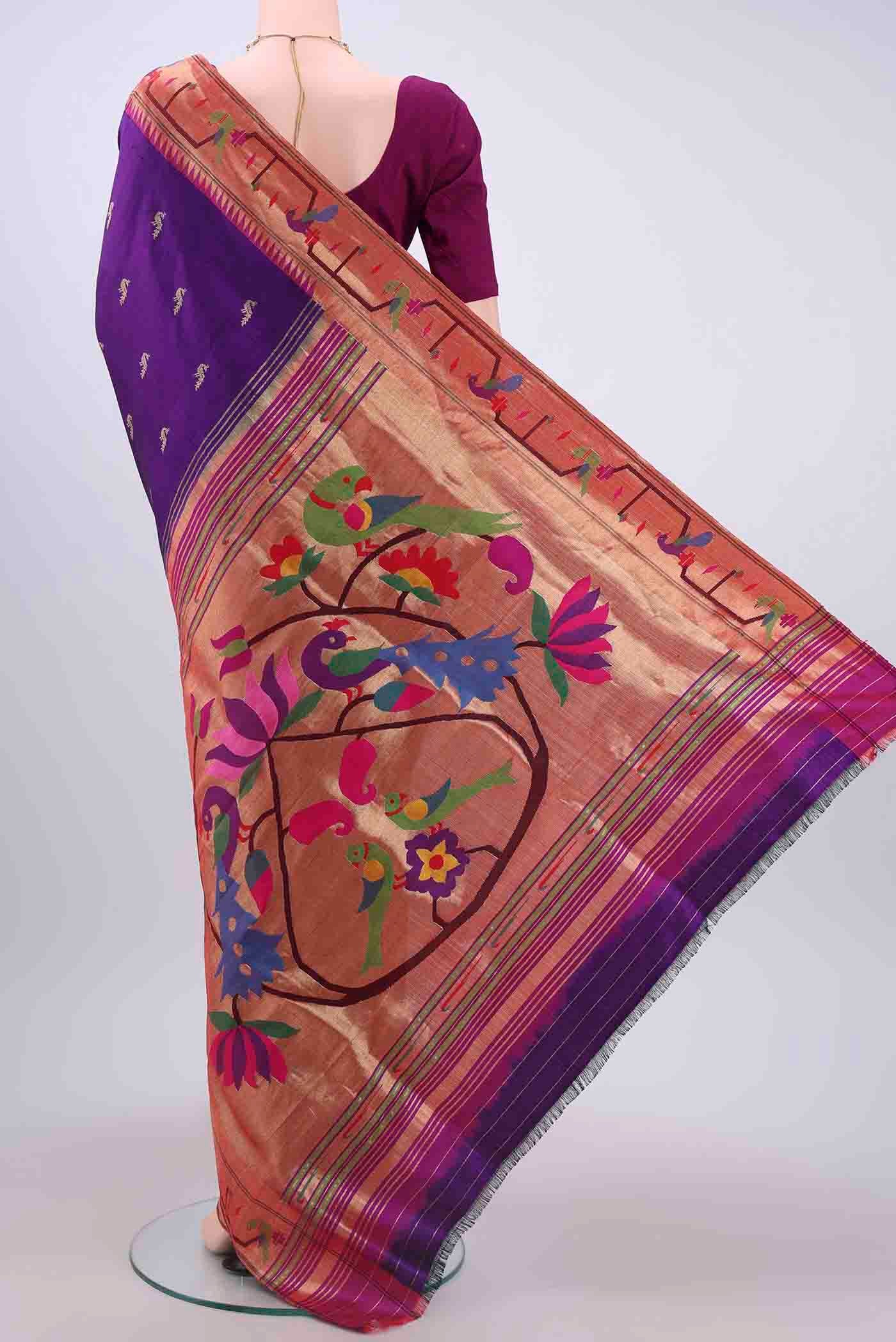 Purple Paithani Silk Saree - Image 3