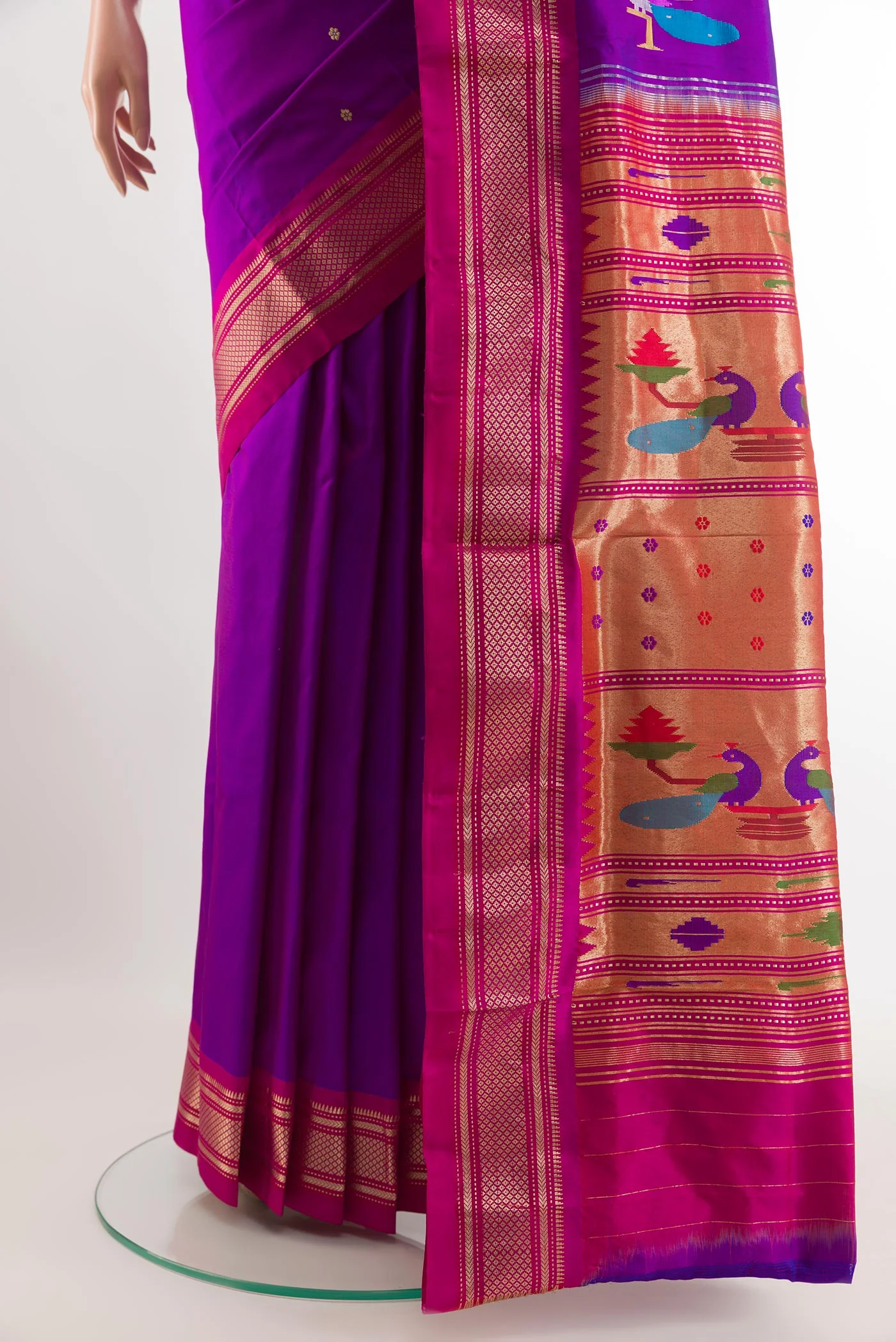 Purple Paithani Silk Saree - Image 3