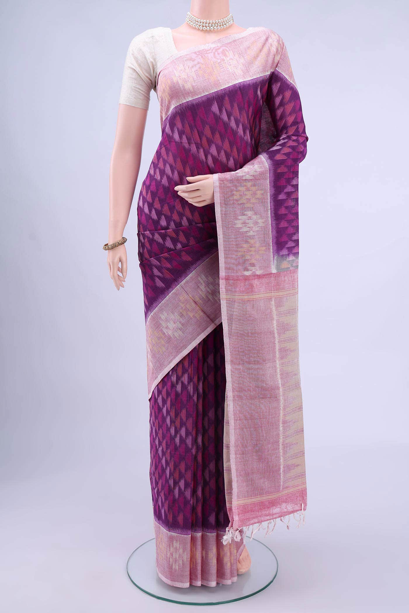 Purple Pochampally Cotton Saree