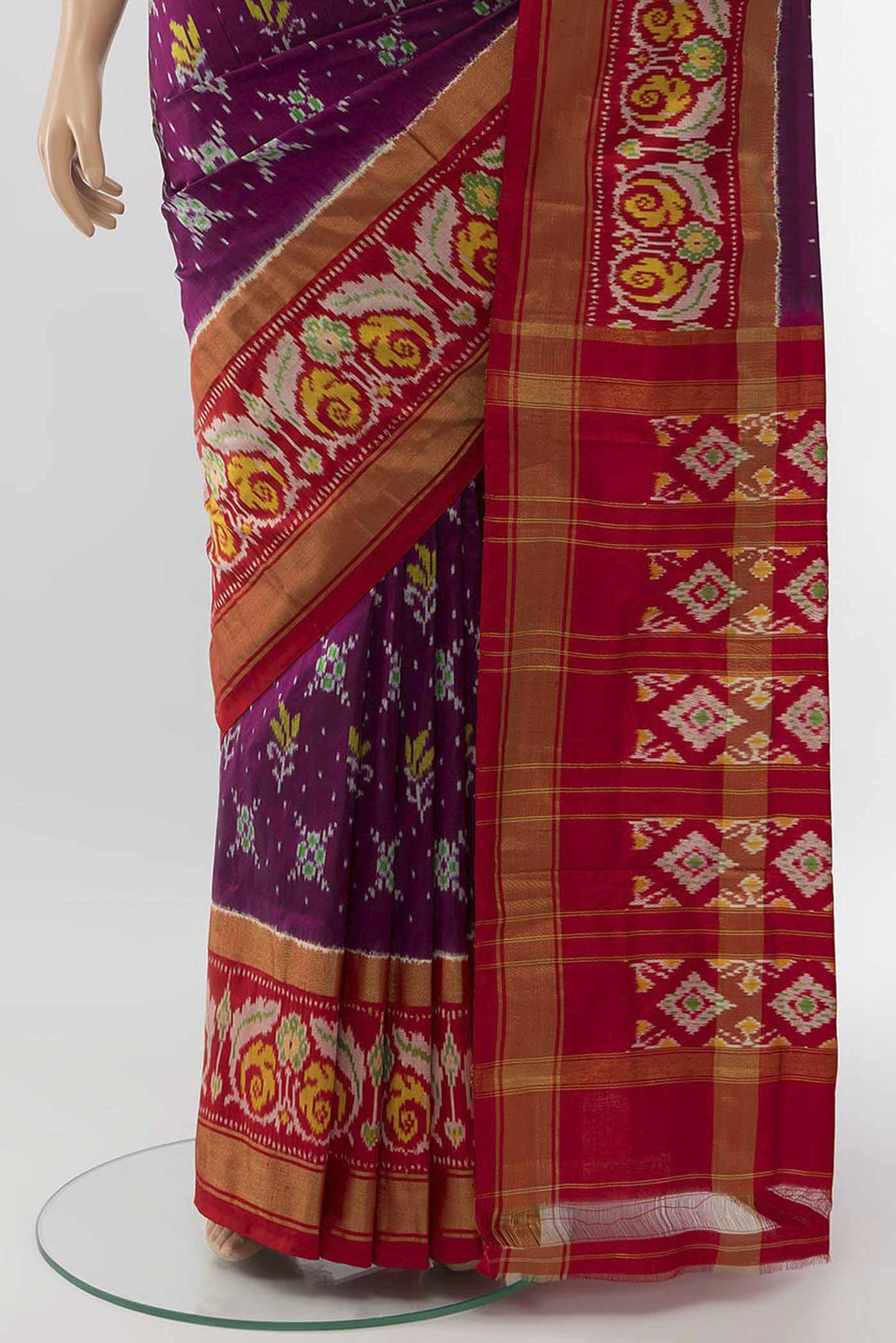 Purple Pochampally Silk Saree - Image 3