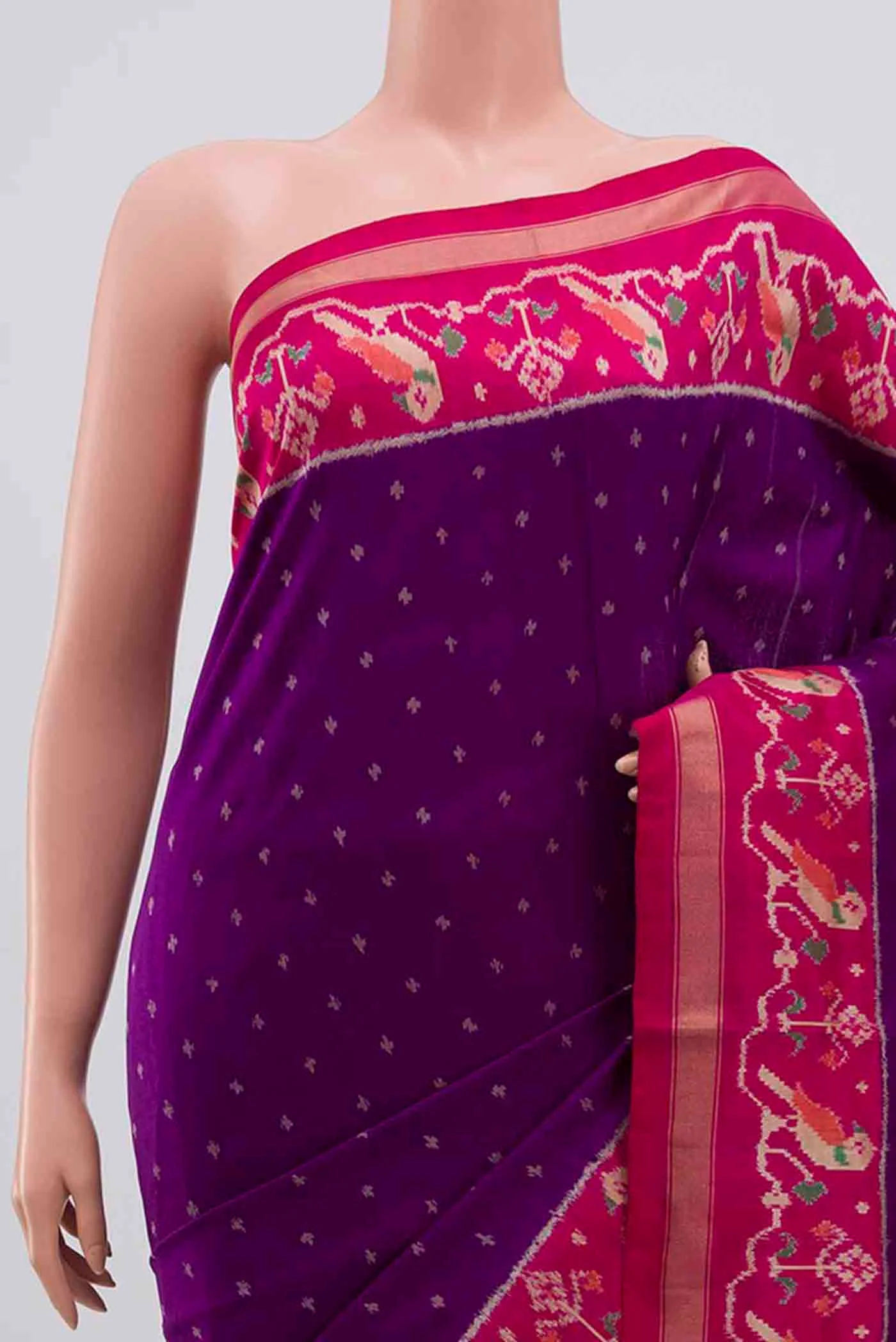 Purple Pochampally Silk Saree - Image 2