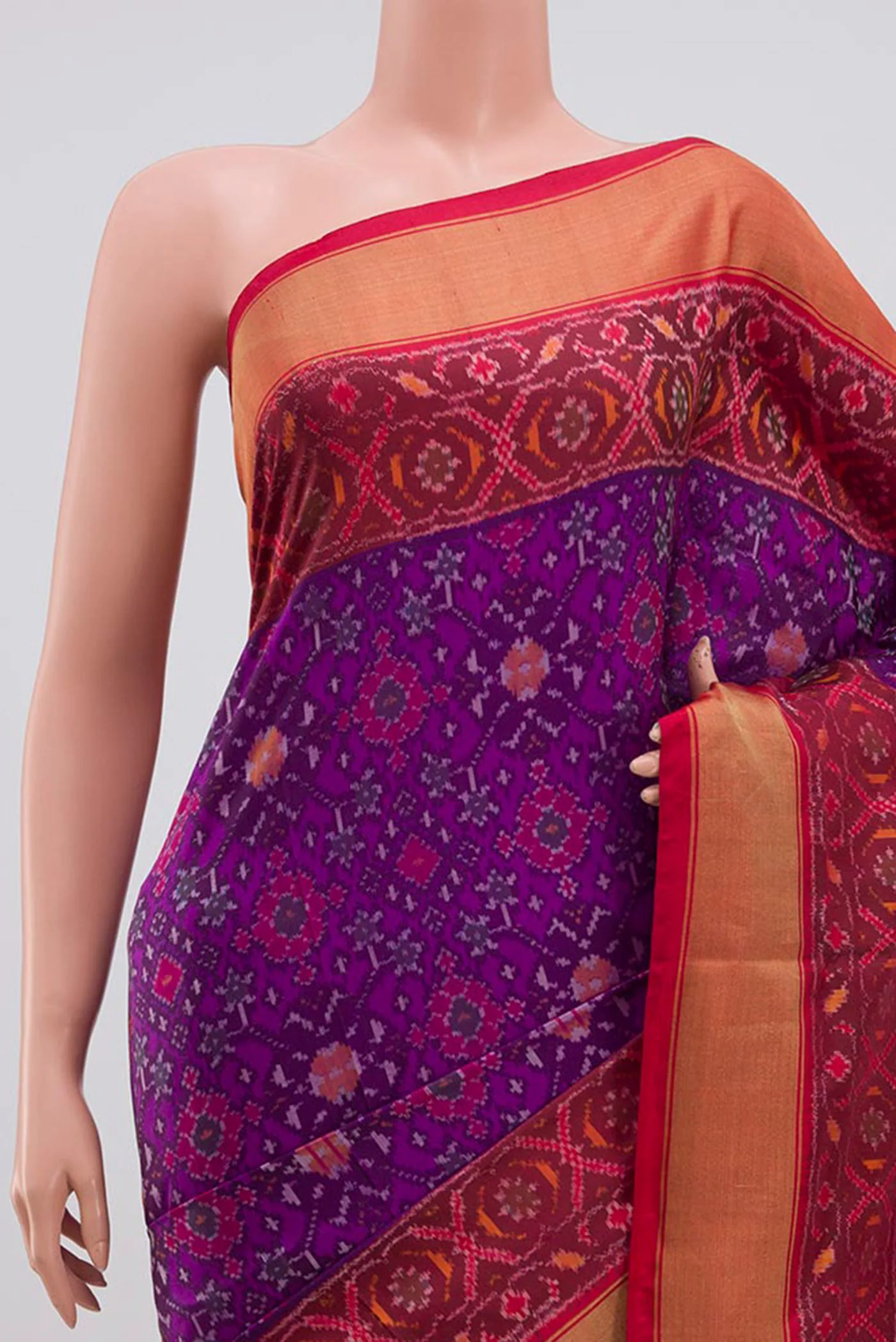 Purple Pochampally Silk Saree - Image 2