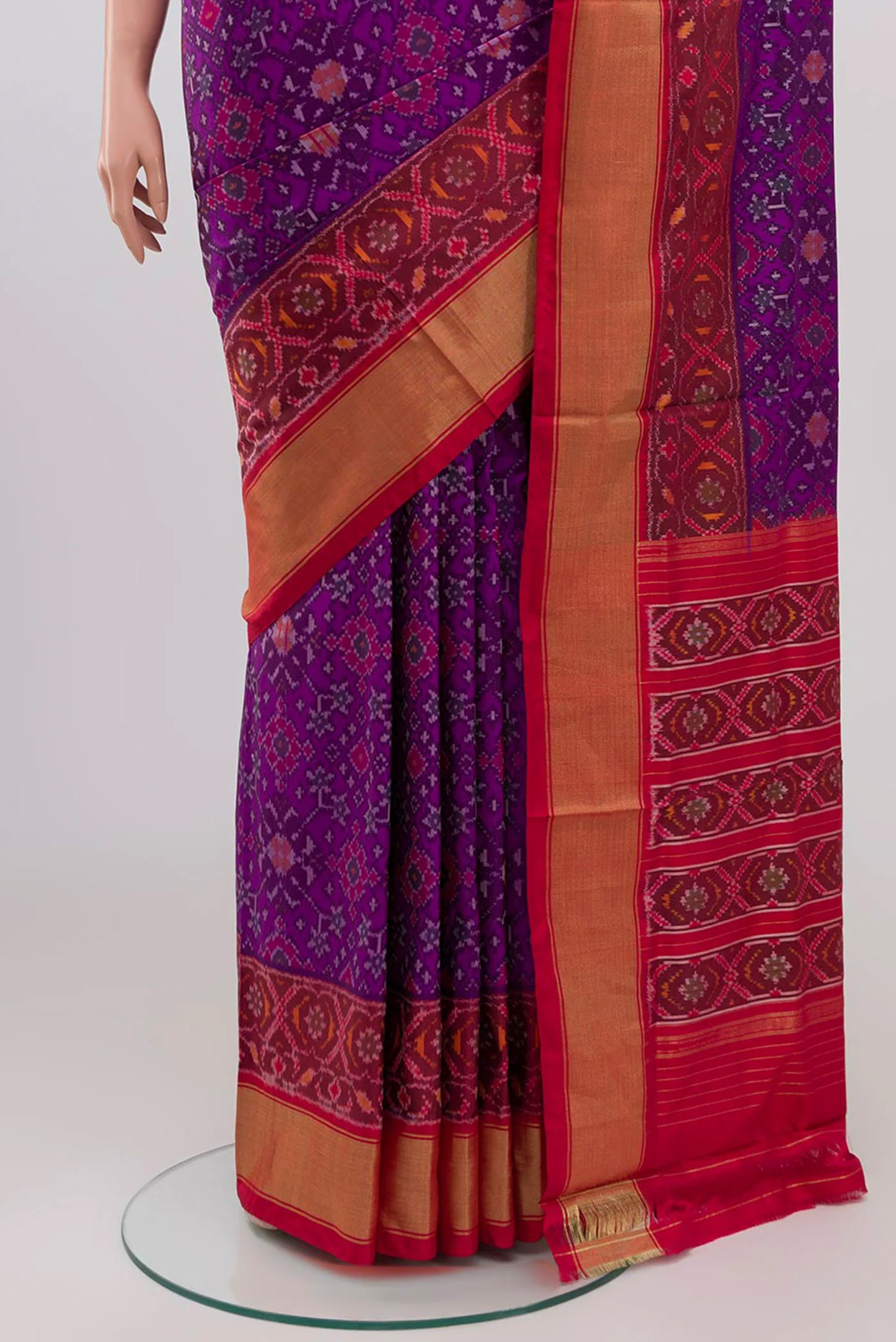 Purple Pochampally Silk Saree - Image 3