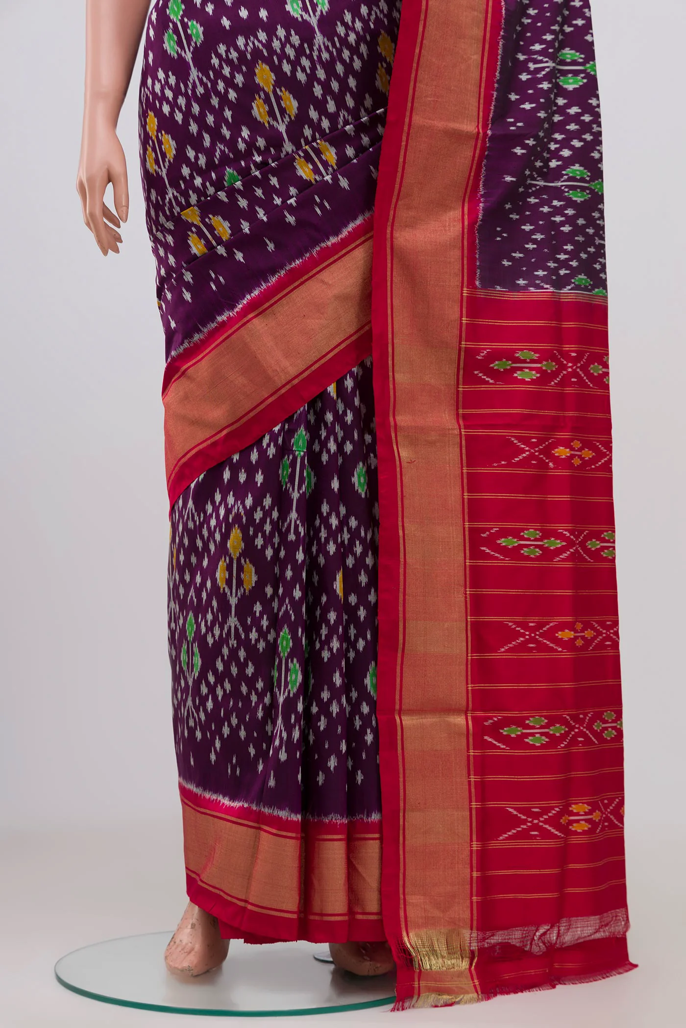 Purple Pochampally Silk Saree - Image 3