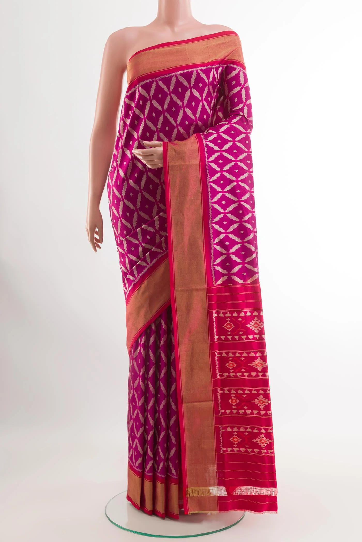 Magenta Pochampally Silk Saree