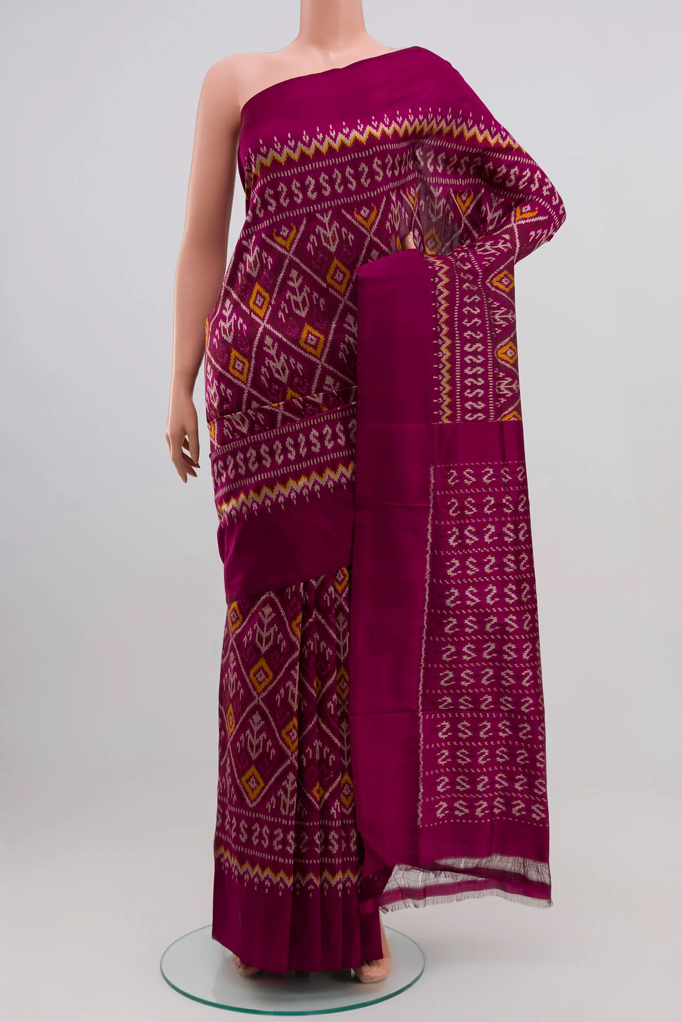 Magenta Pochampally Silk Saree