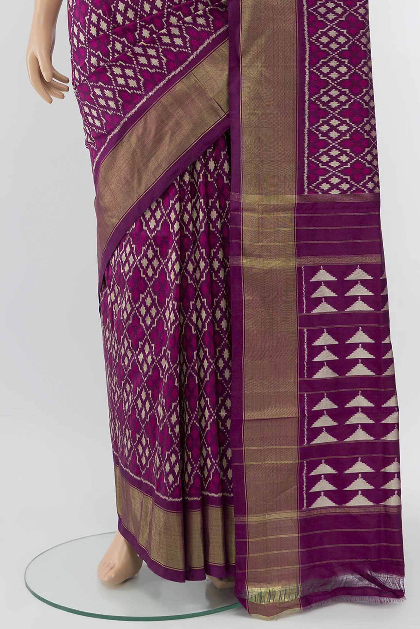 Purple Pochampally Silk Saree - Image 3