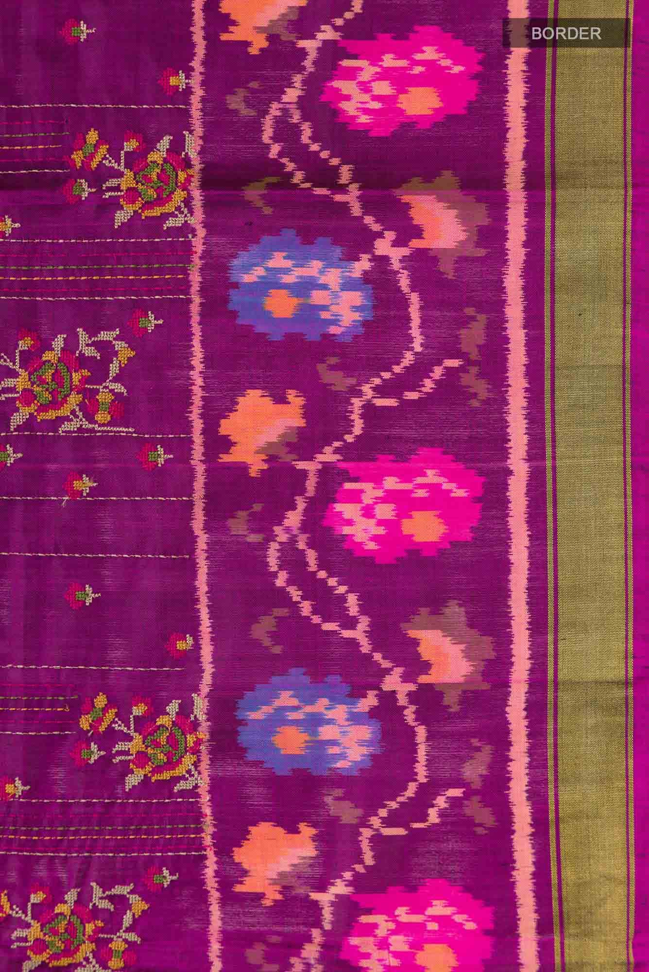 Purple Pochampally Silk Saree - Image 6