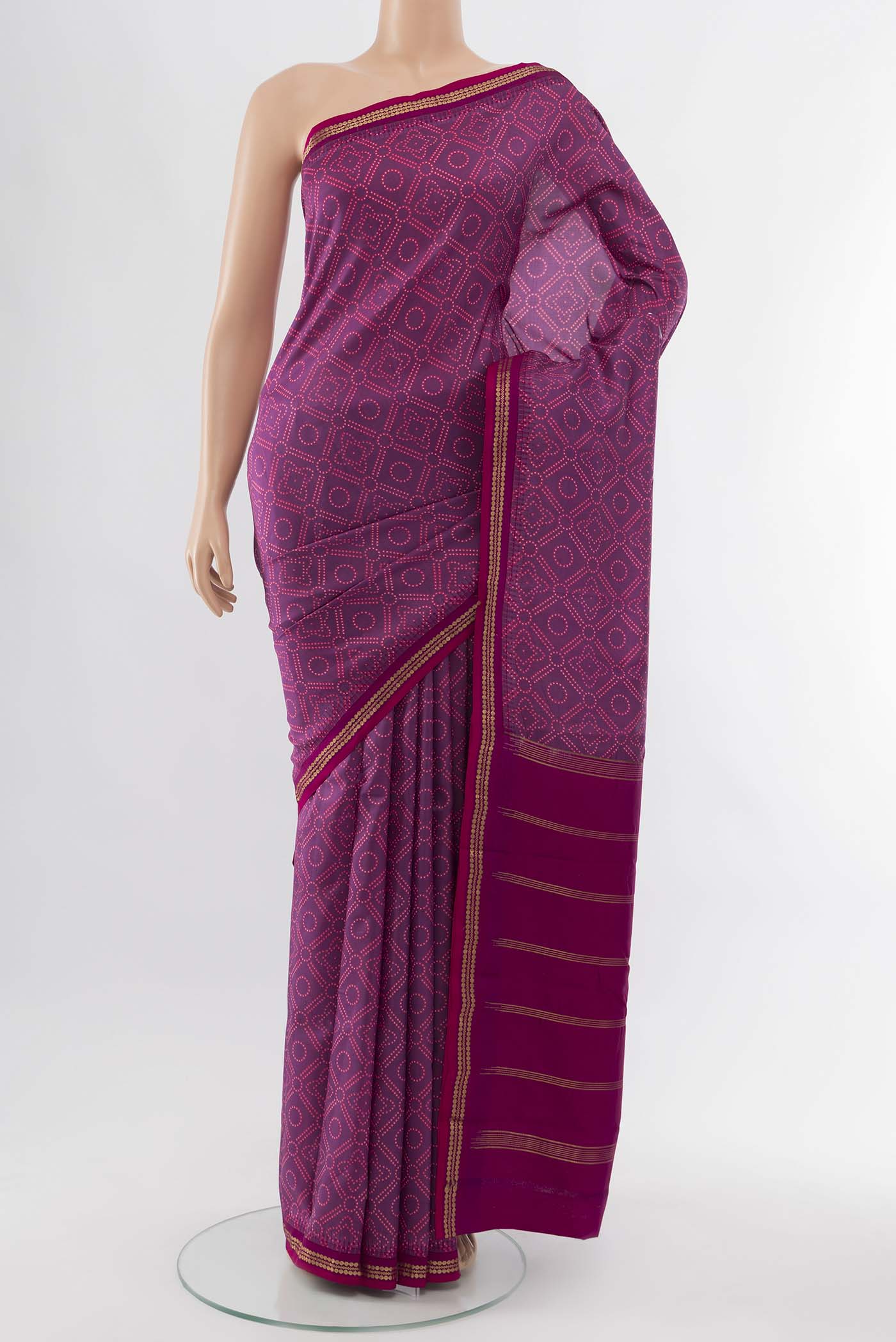 Purple Printed Silk Saree