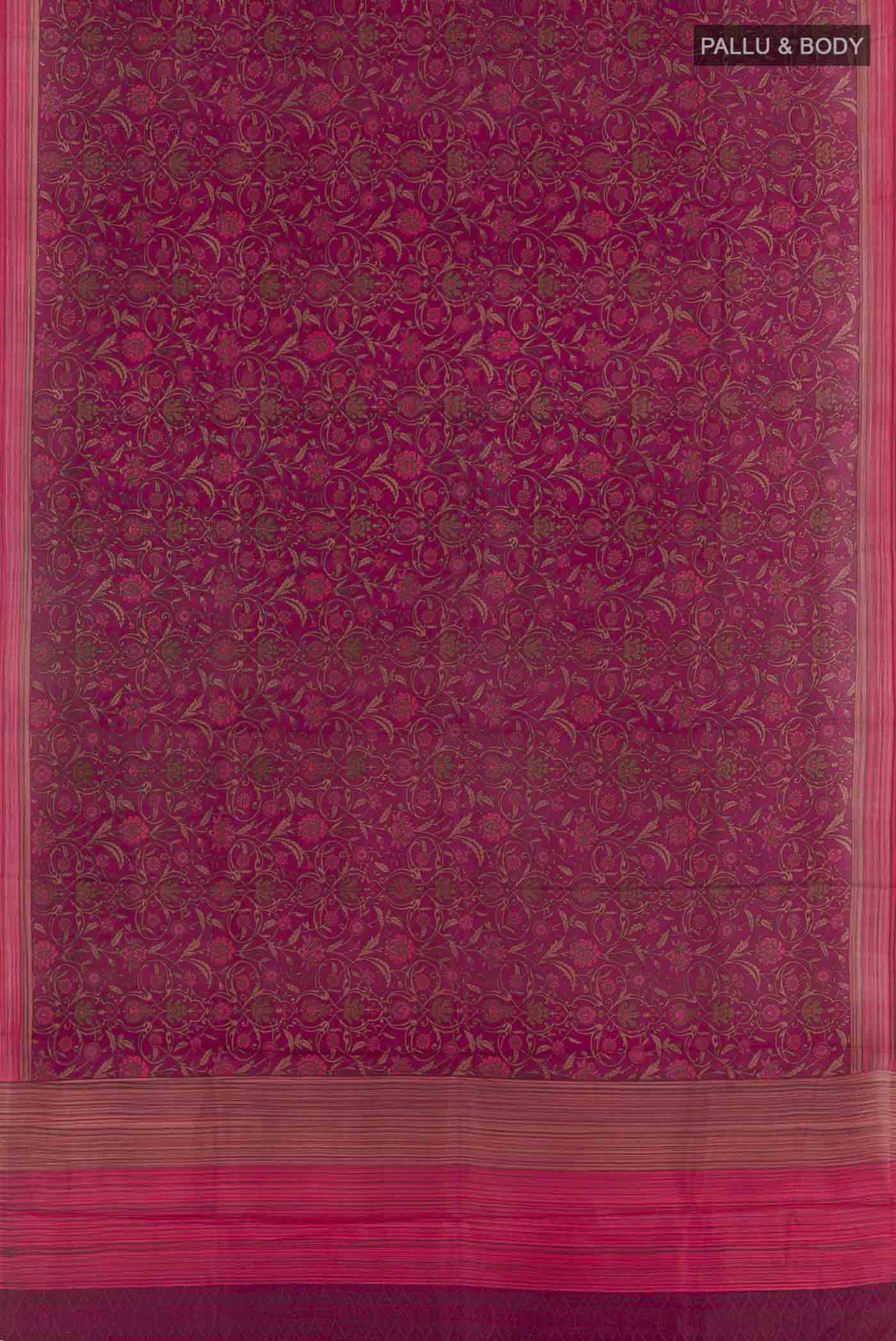 Magenta Printed Silk Saree - Image 3