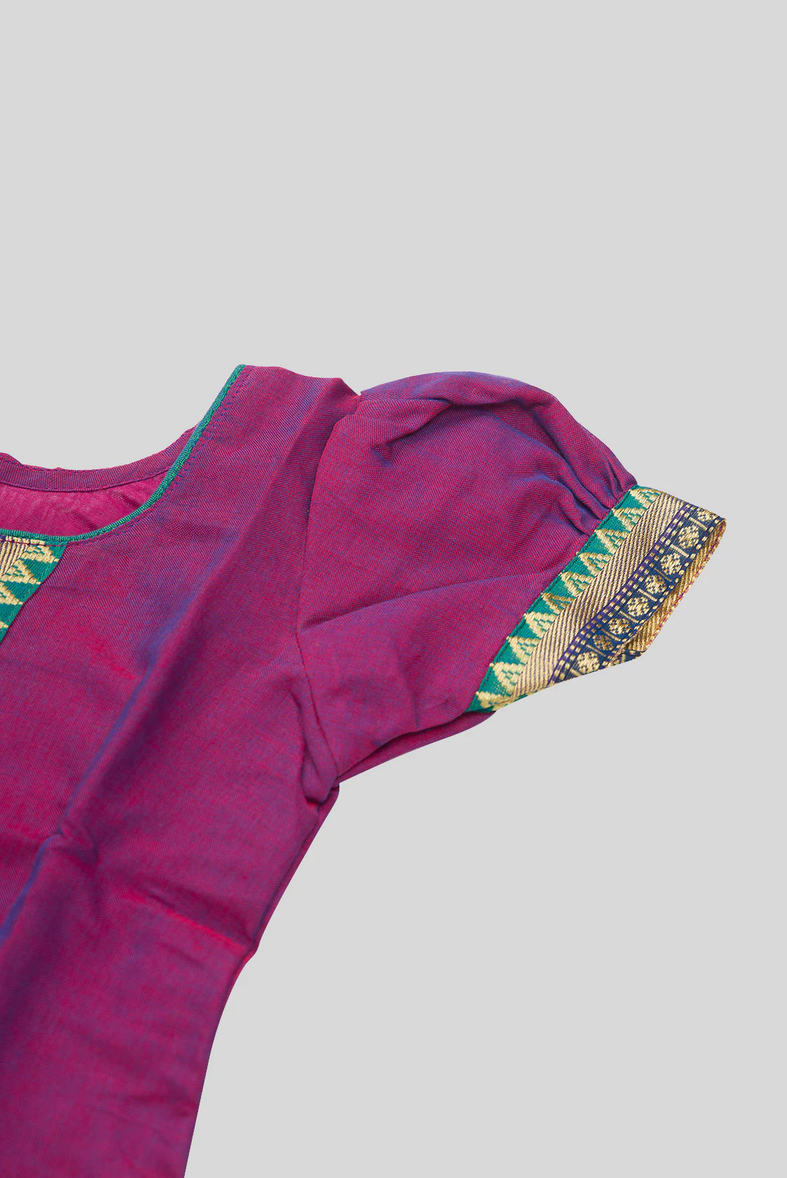 Purple Readymade Cotton Pavadai Set  | Lehanga & Blouse - Image 7