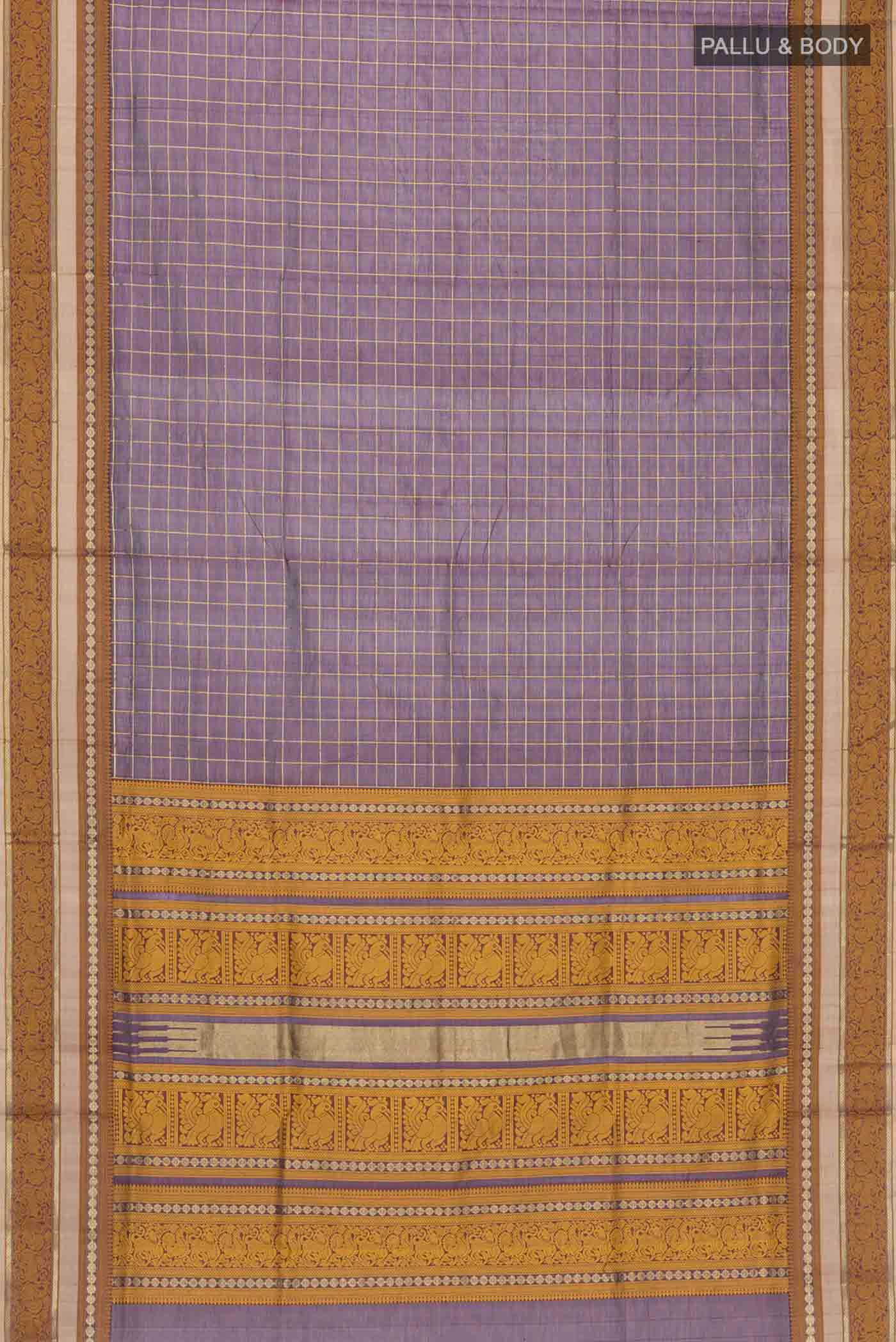Purple Silk Cotton Saree - Image 5