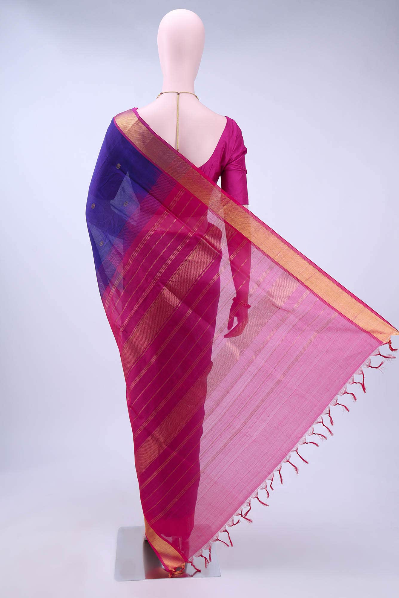Purple Silk Cotton Saree - Image 3