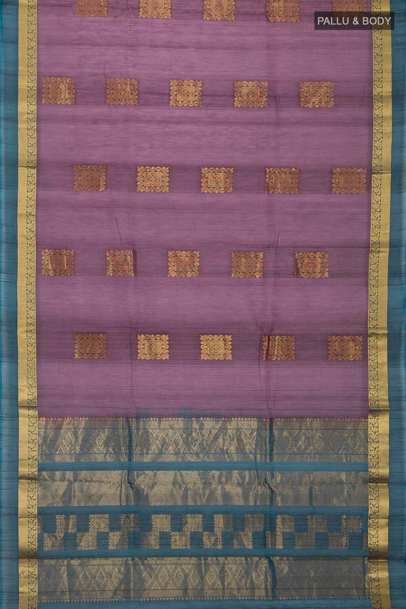 Purple Silk Cotton Saree - Image 2