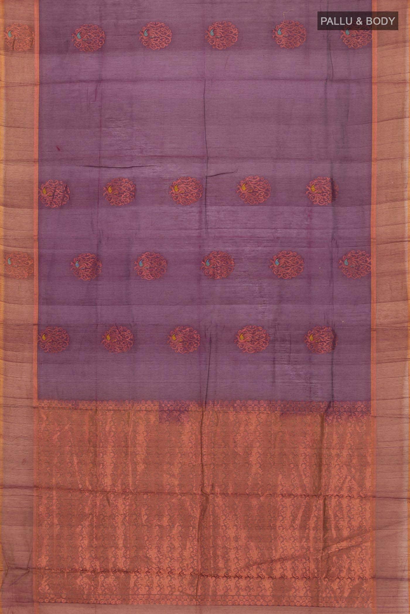 Purple Silk Cotton Saree - Image 2