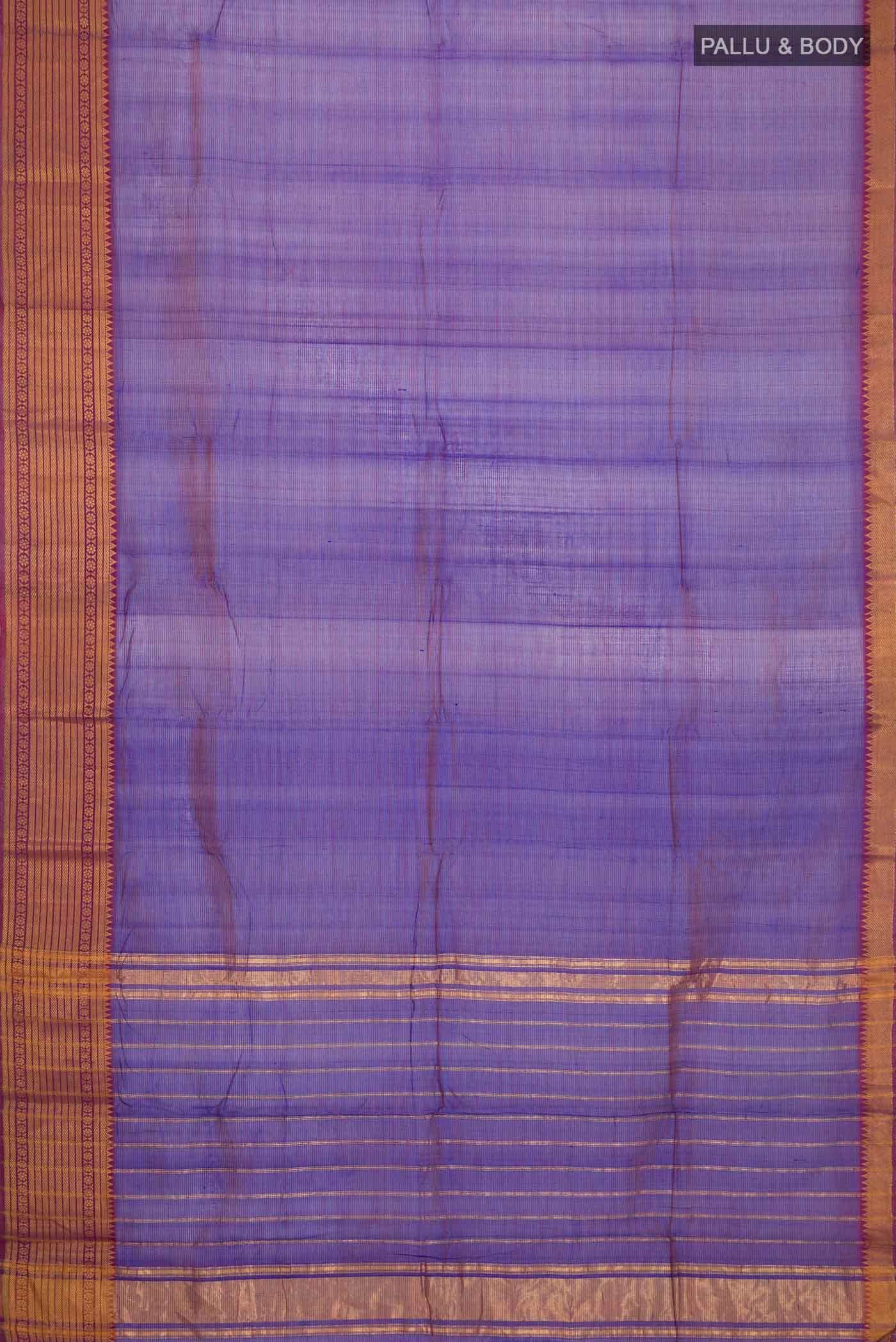 Purple Silk Cotton Saree - Image 2