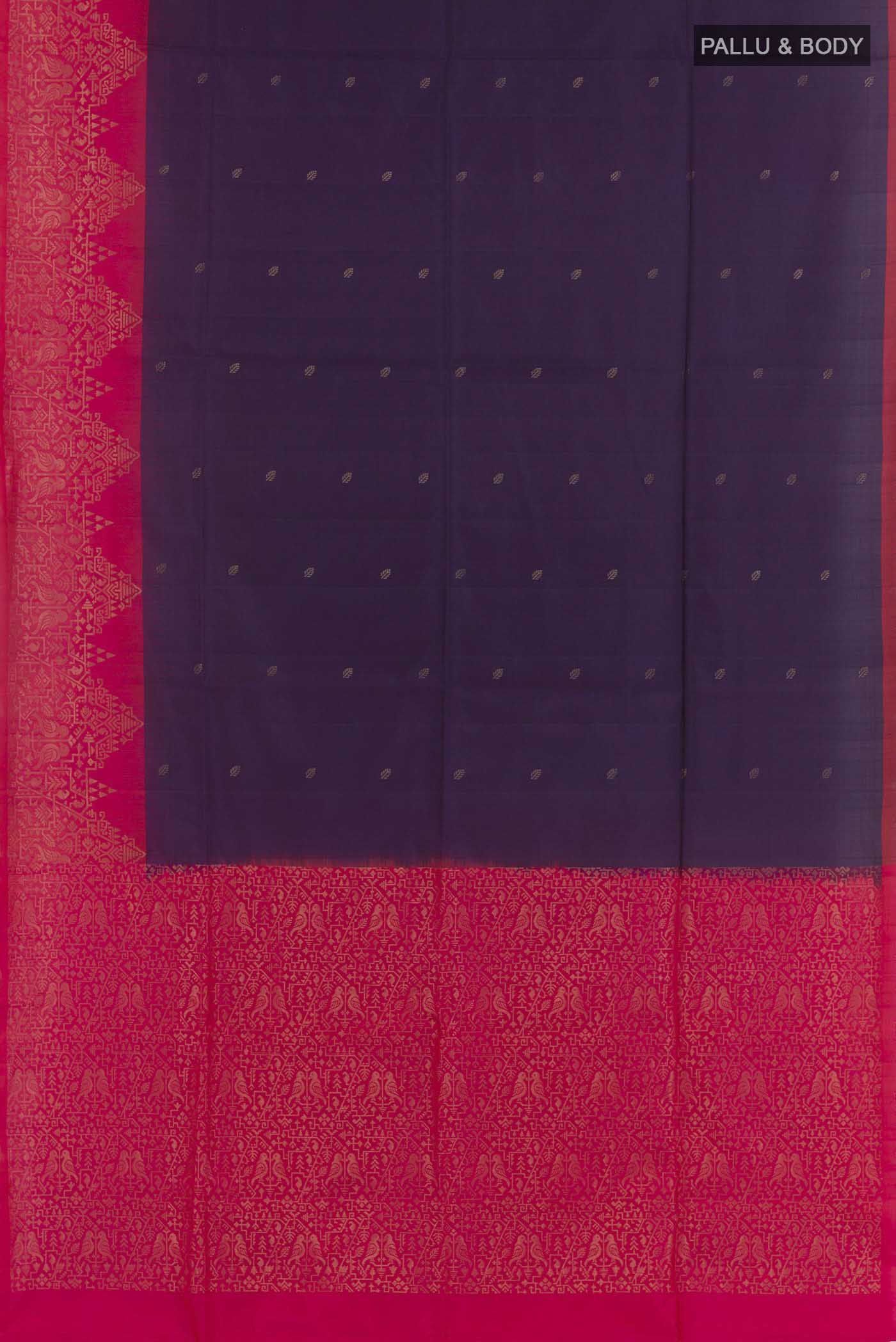 Navy Blue Soft Silk Saree - Image 3