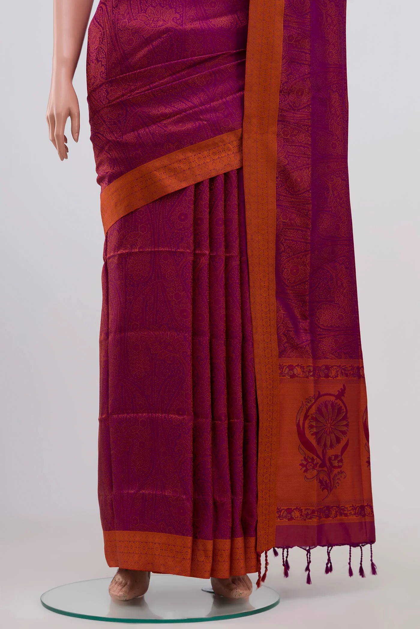 Magenta Soft Silk Saree - Image 3