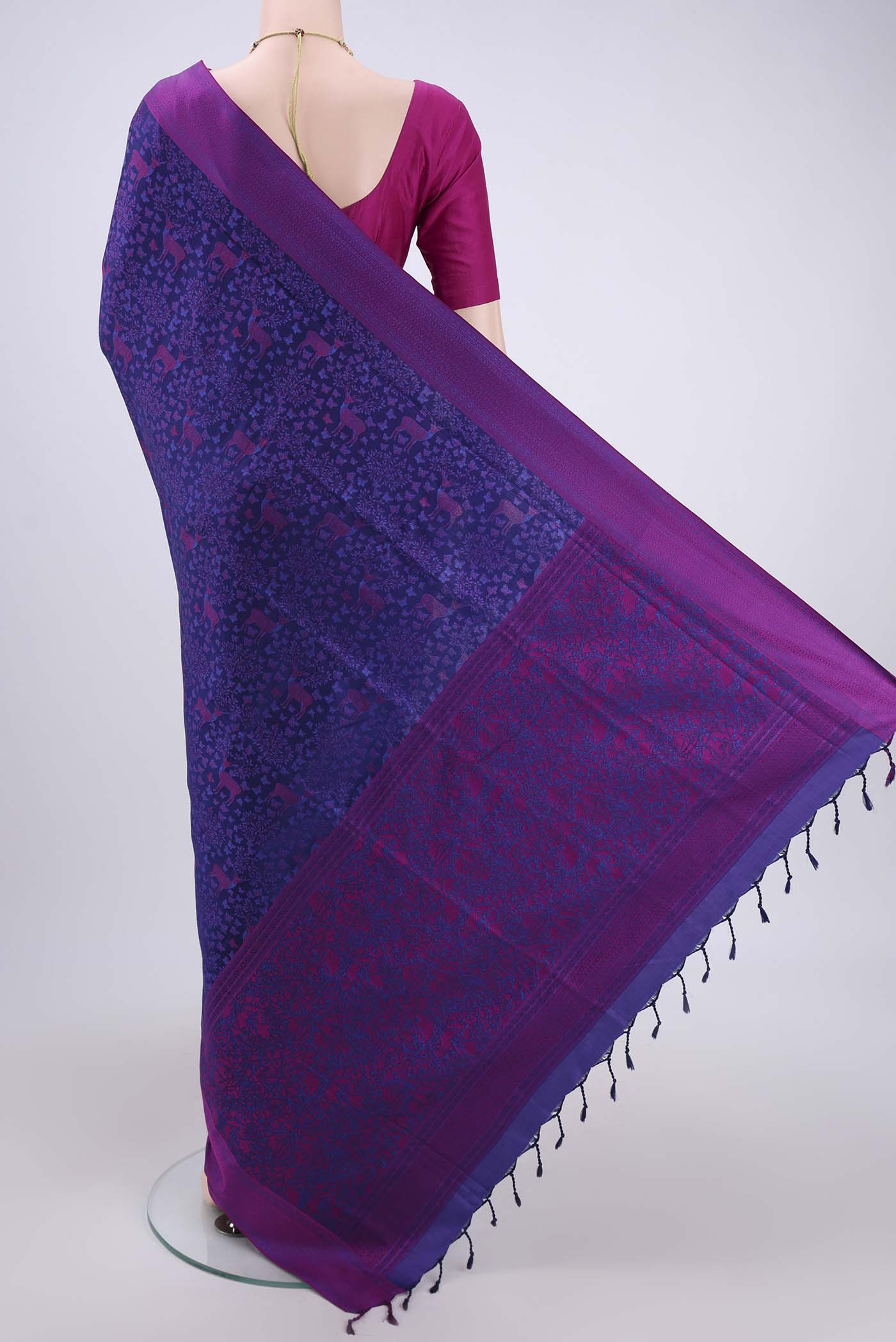 Dark Blue Soft Silk Saree - Image 3