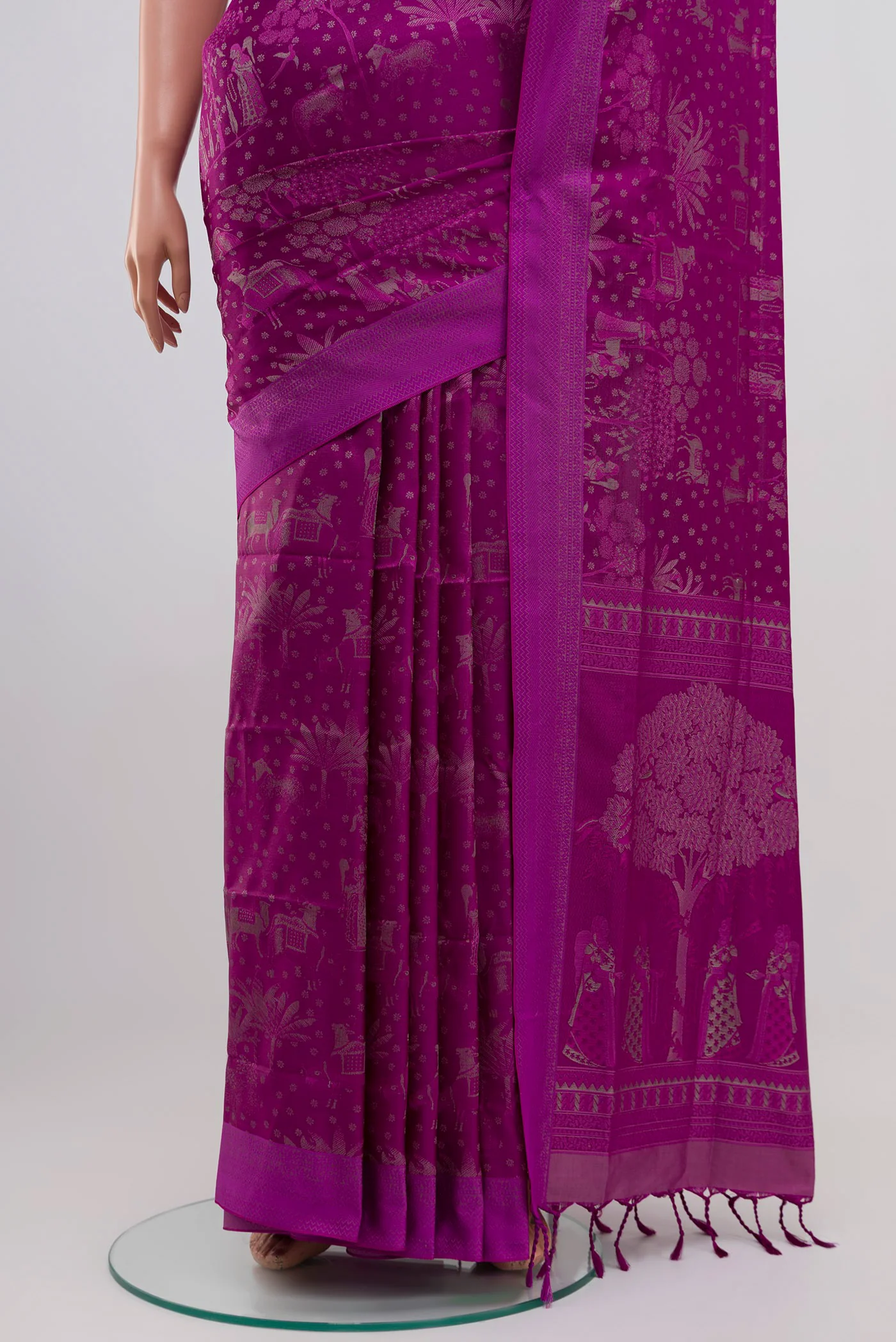 Magenta Soft Silk Saree - Image 3